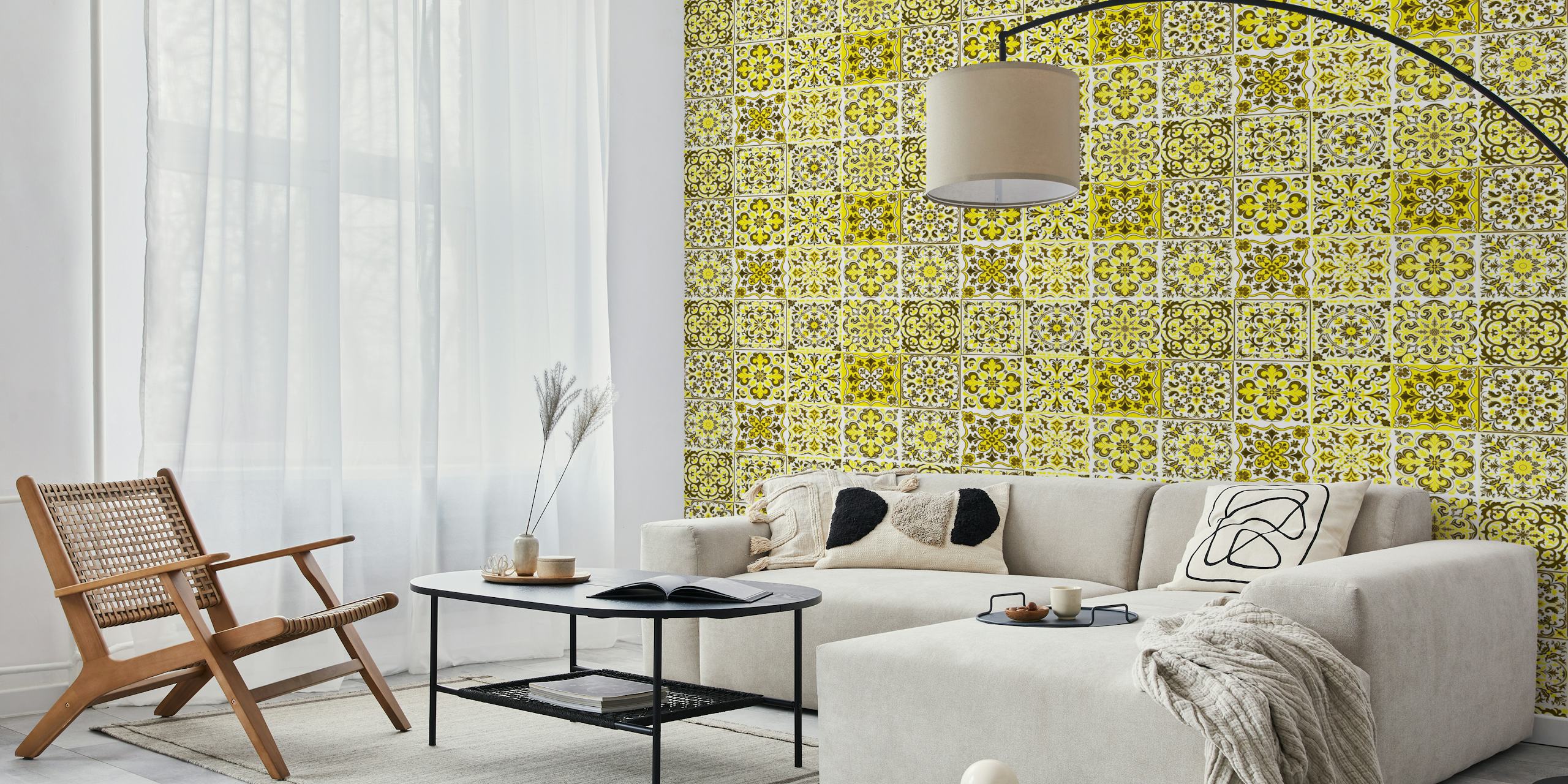Mixed Ceramic Tiles 9 papel pintado amarillo en una habitación