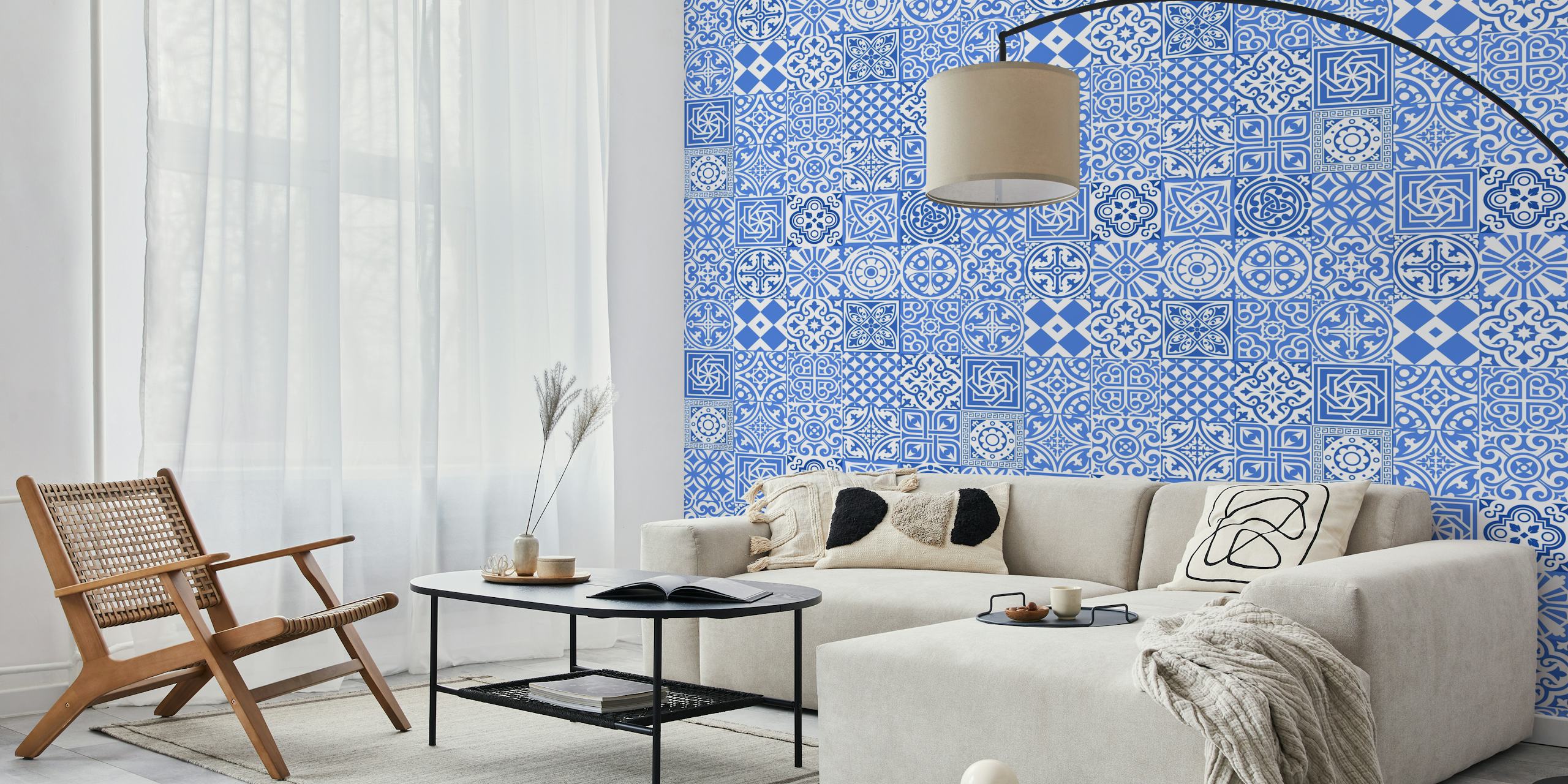Moroccan Tiles 2 wallpaper in a room