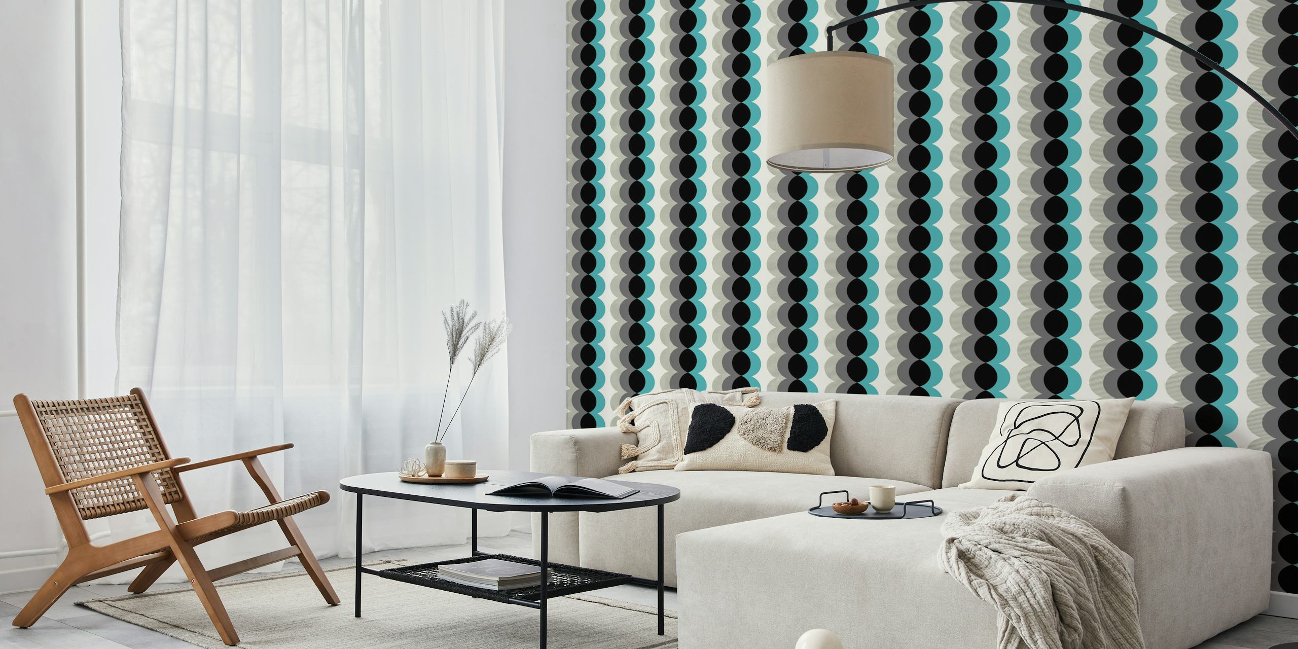 Circle Dance Mint wallpaper design in a room