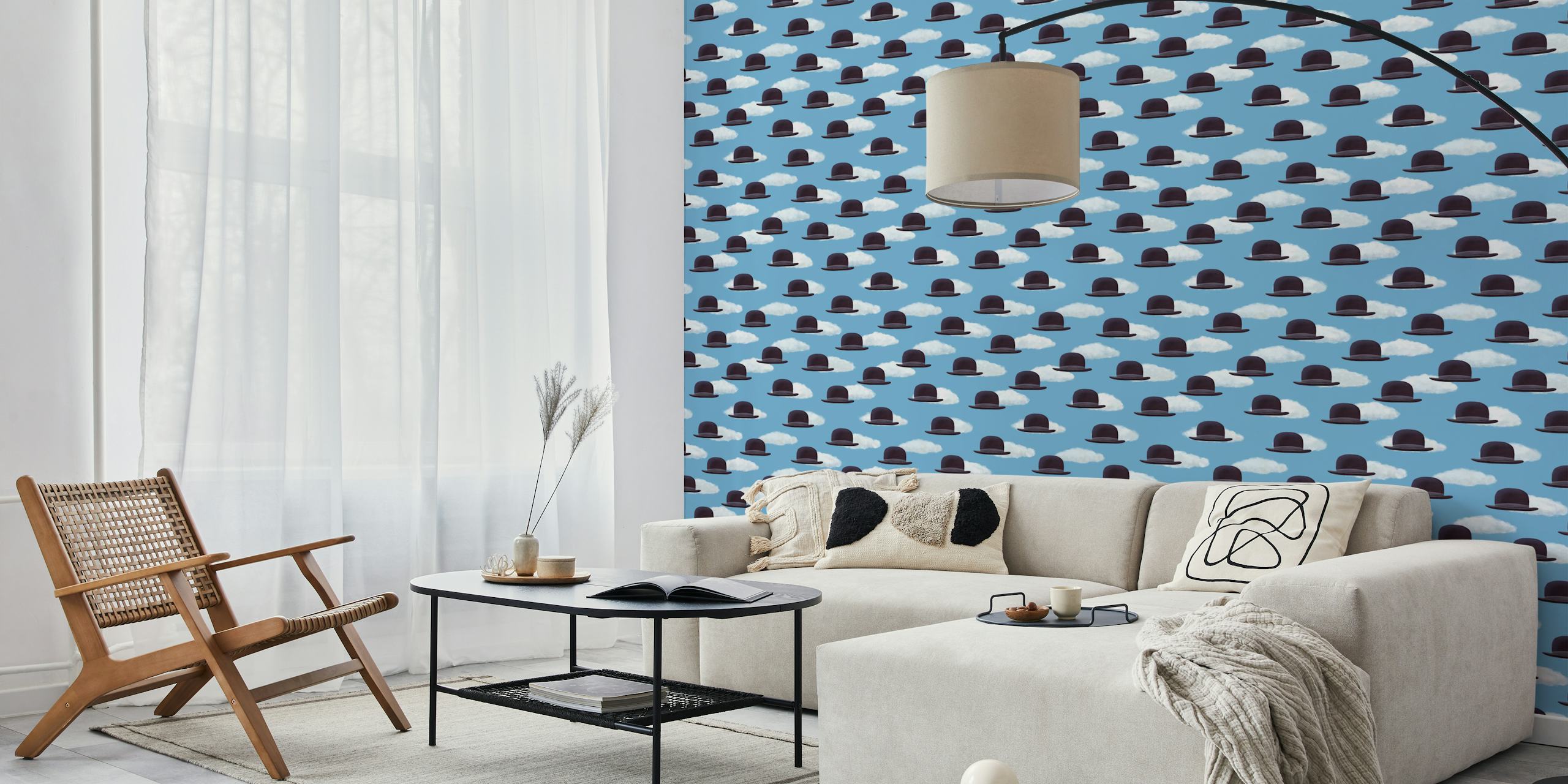 Bowler hats wallpaper design in a room