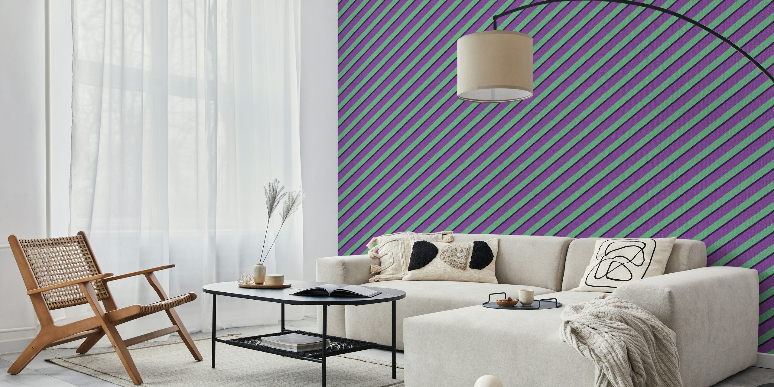 Papier peint à rayures diagonales - 003 - d dans une pièce