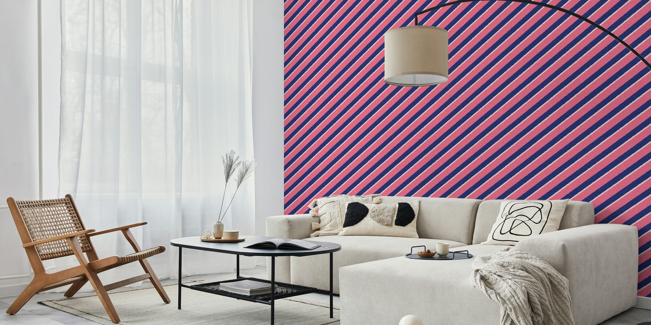 Striped wallpaper design in a room setting