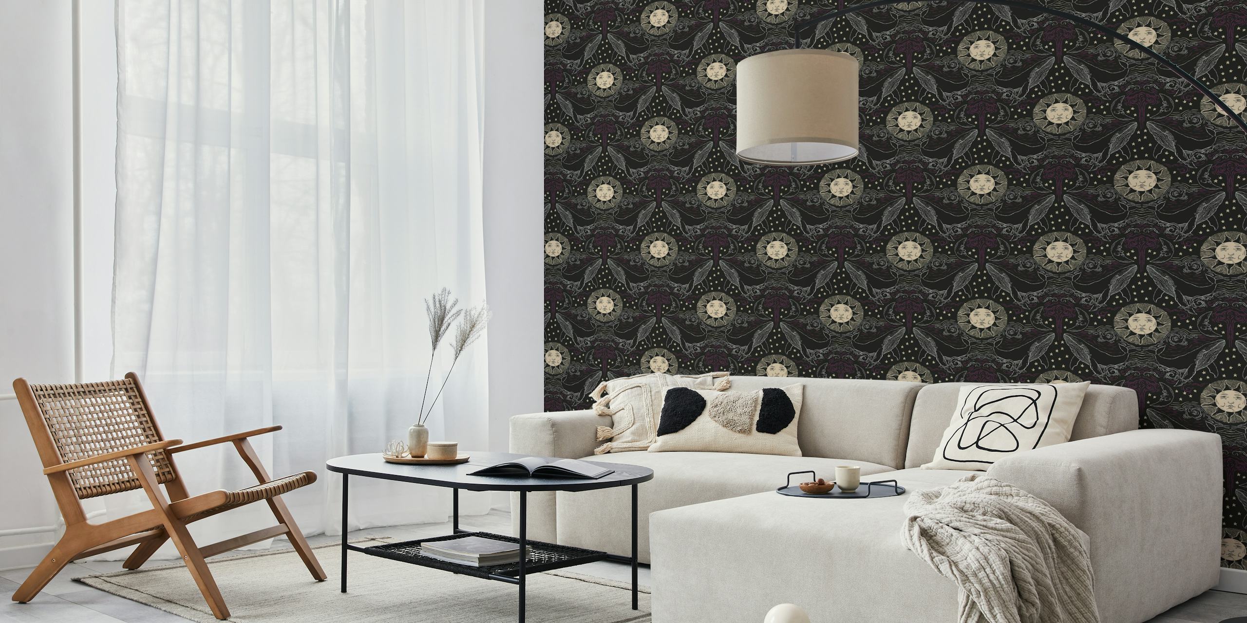 Whales in a mysterious sky wallpaper design