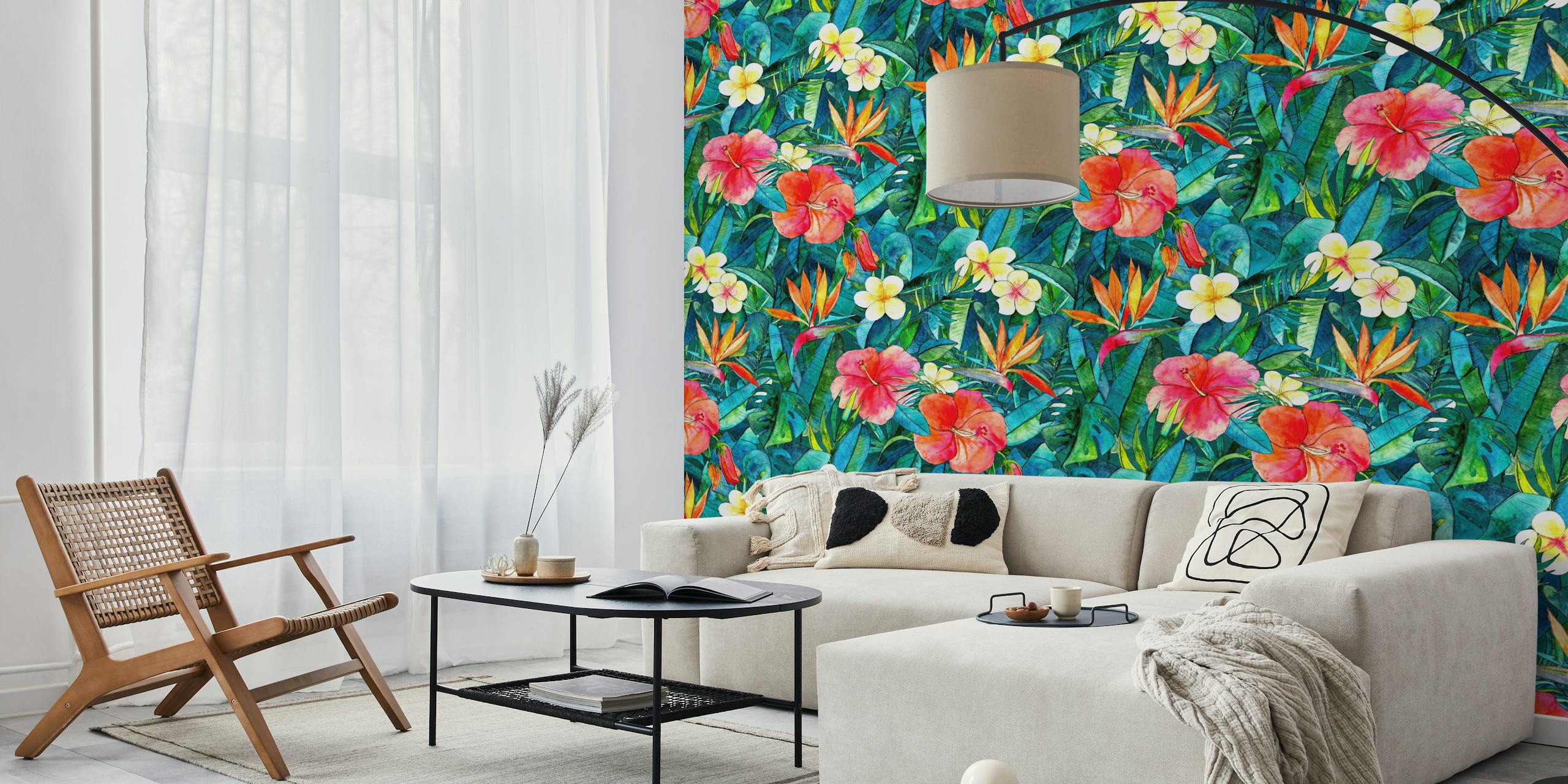 Design di carta da parati tropicale colorata