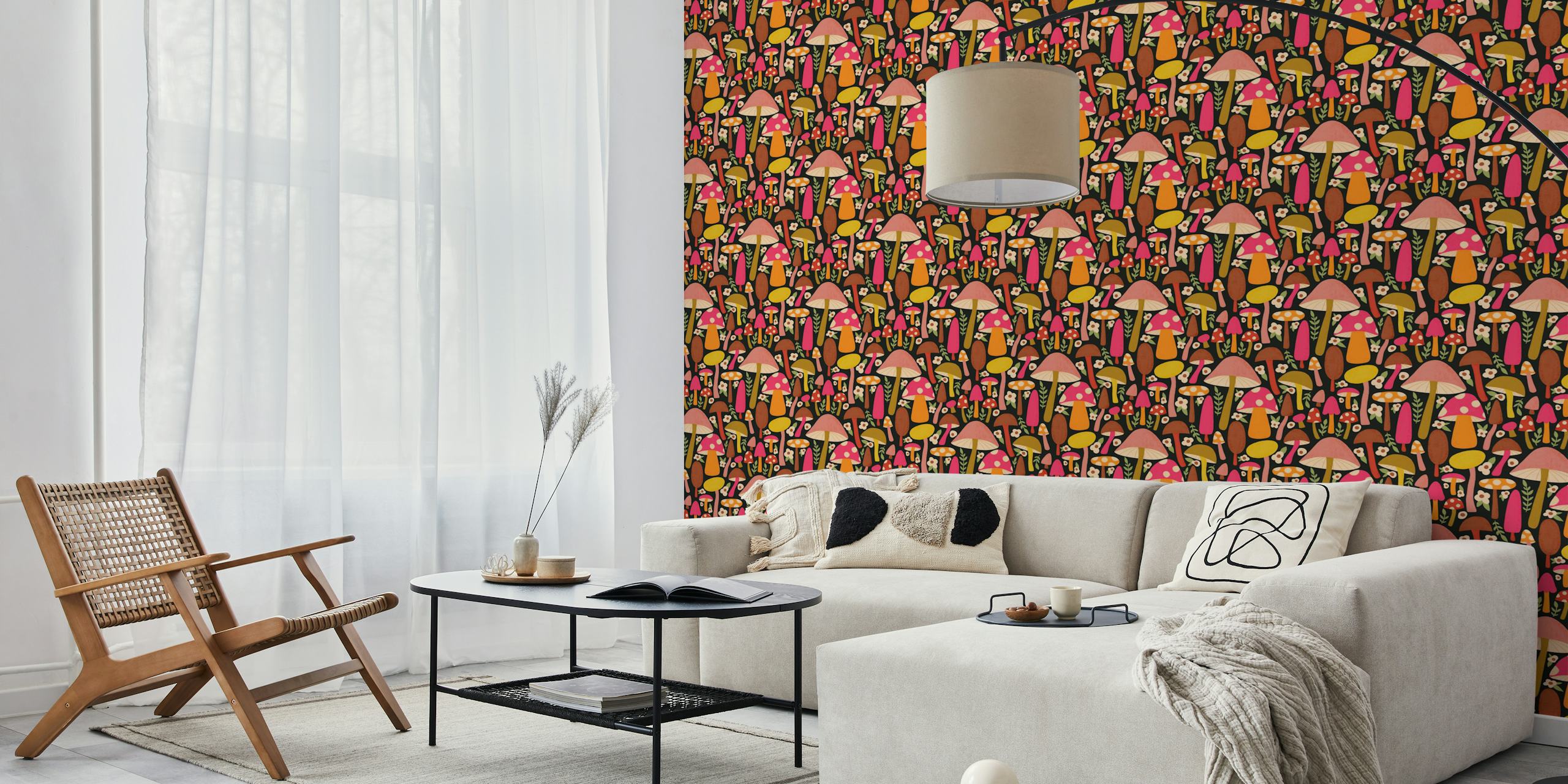 Girly Gothic Mushrooms behang in een kamer