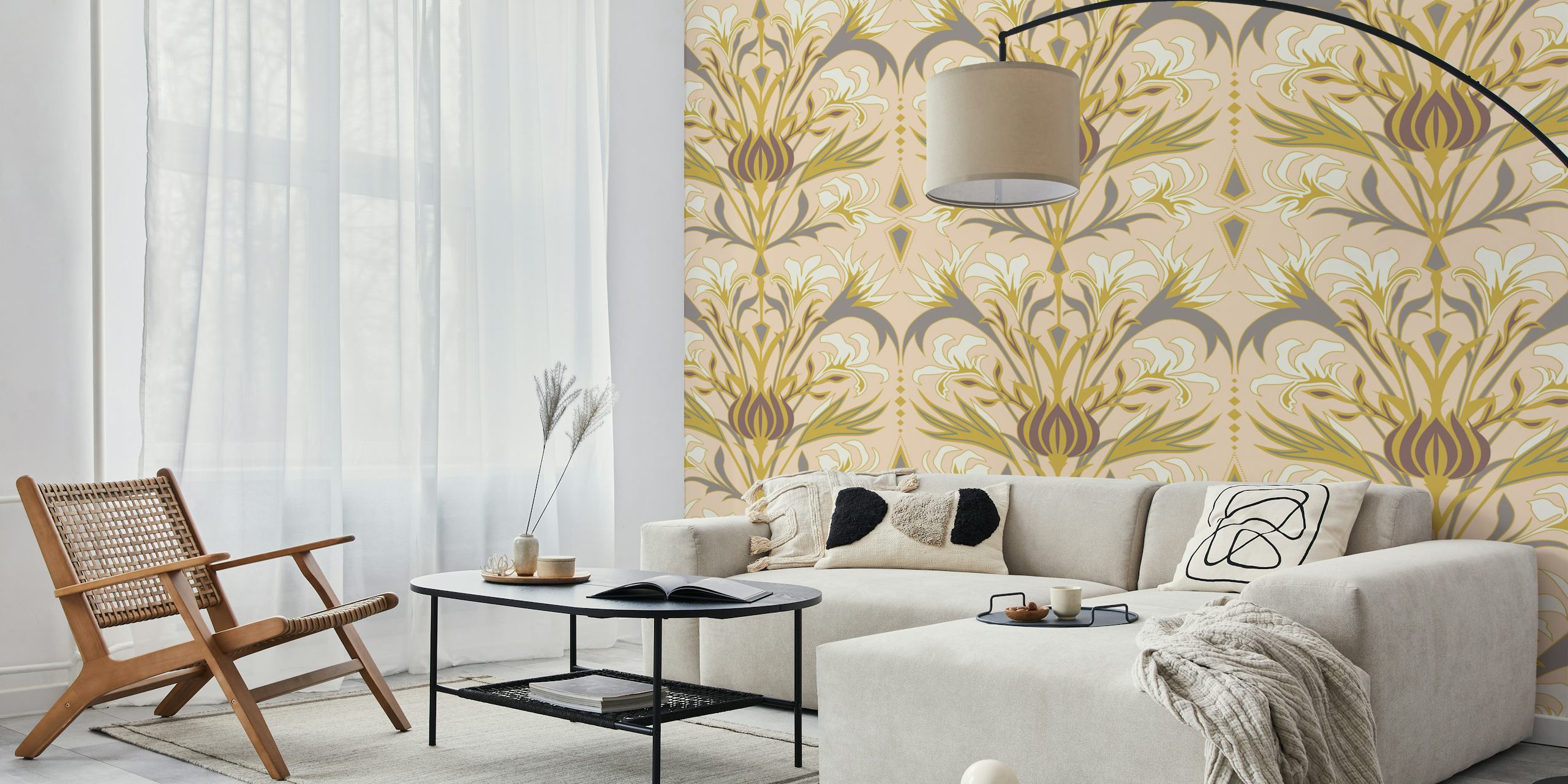 Lily floral patterned pink wallpaper wallpaper