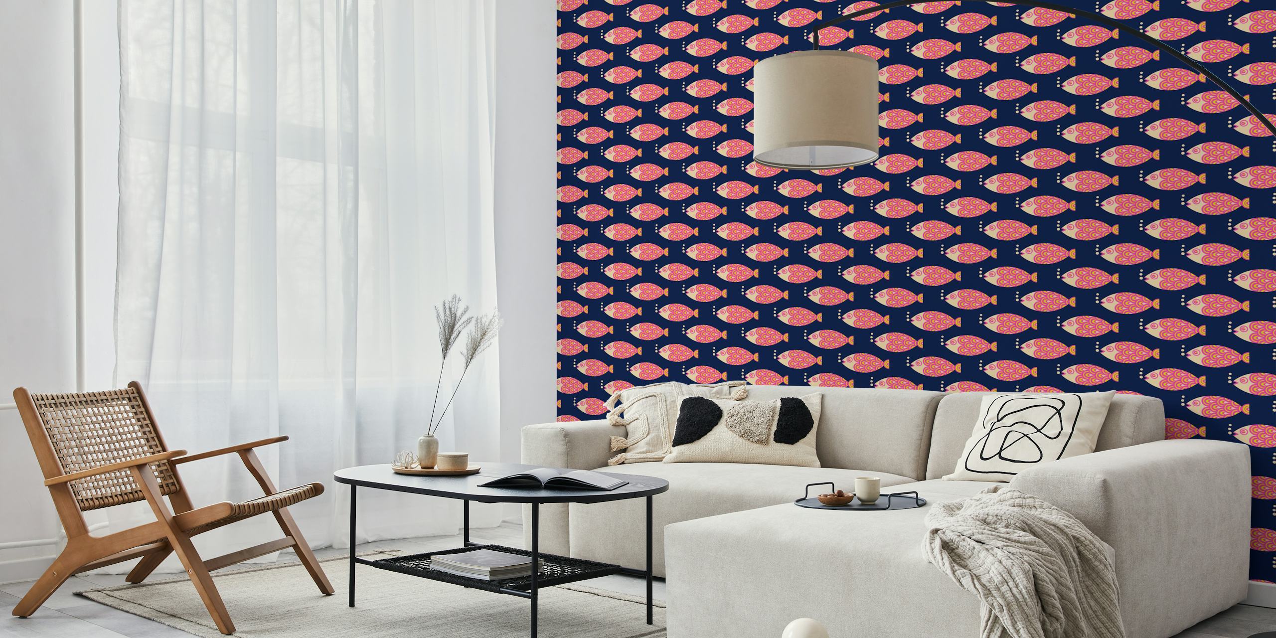 Swimming Fish wallpaper in a room