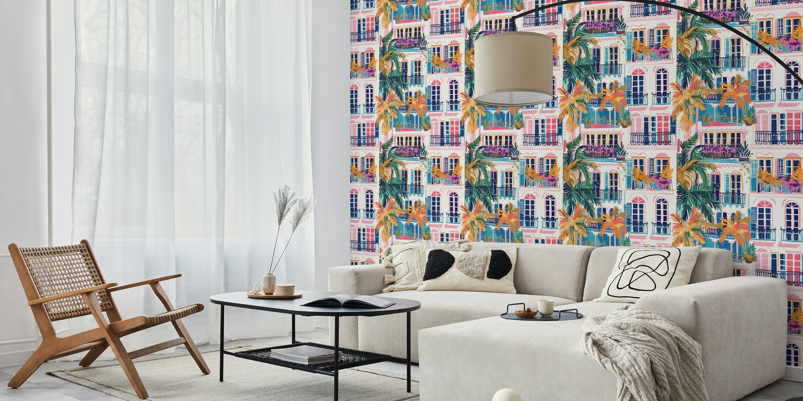 Barcelona Love Letter Art Tapete in einem Raum