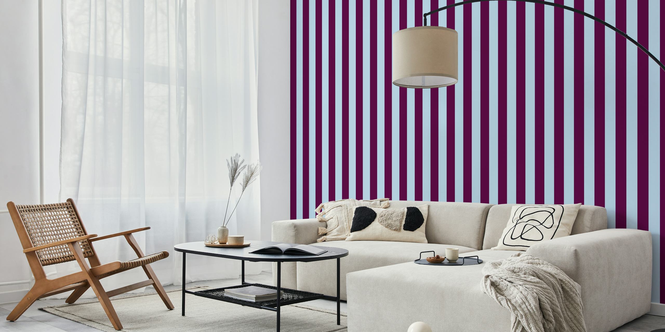 Ταπετσαρία Light Blue-Purple Stripes σε ένα δωμάτιο
