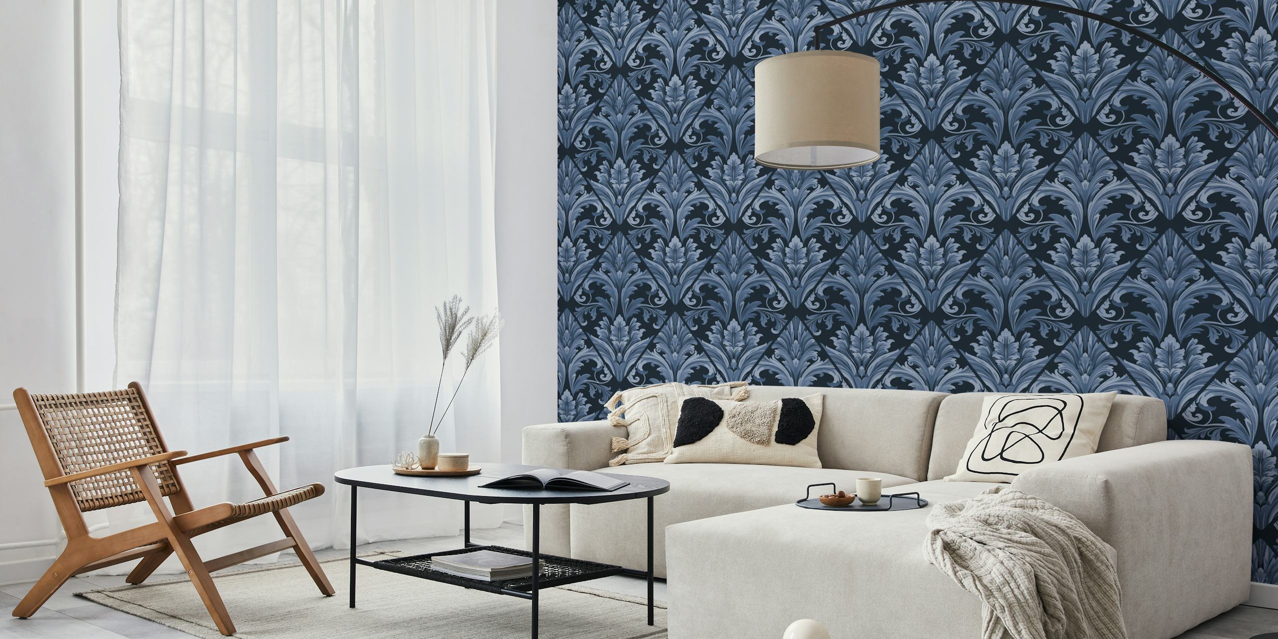 Carta da parati Victorian Elegance in royal blue