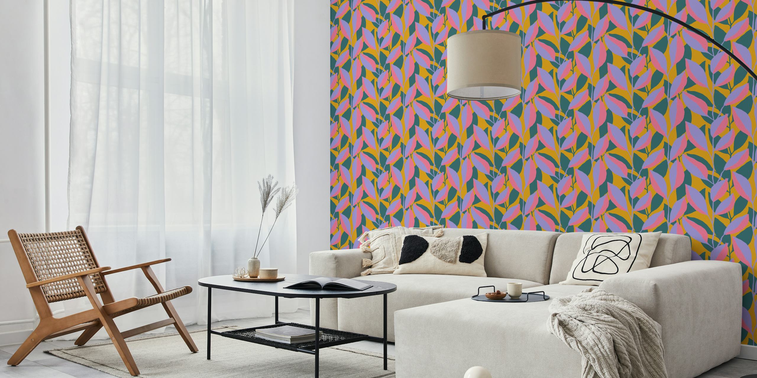 Tropical jungle wallpaper in a room