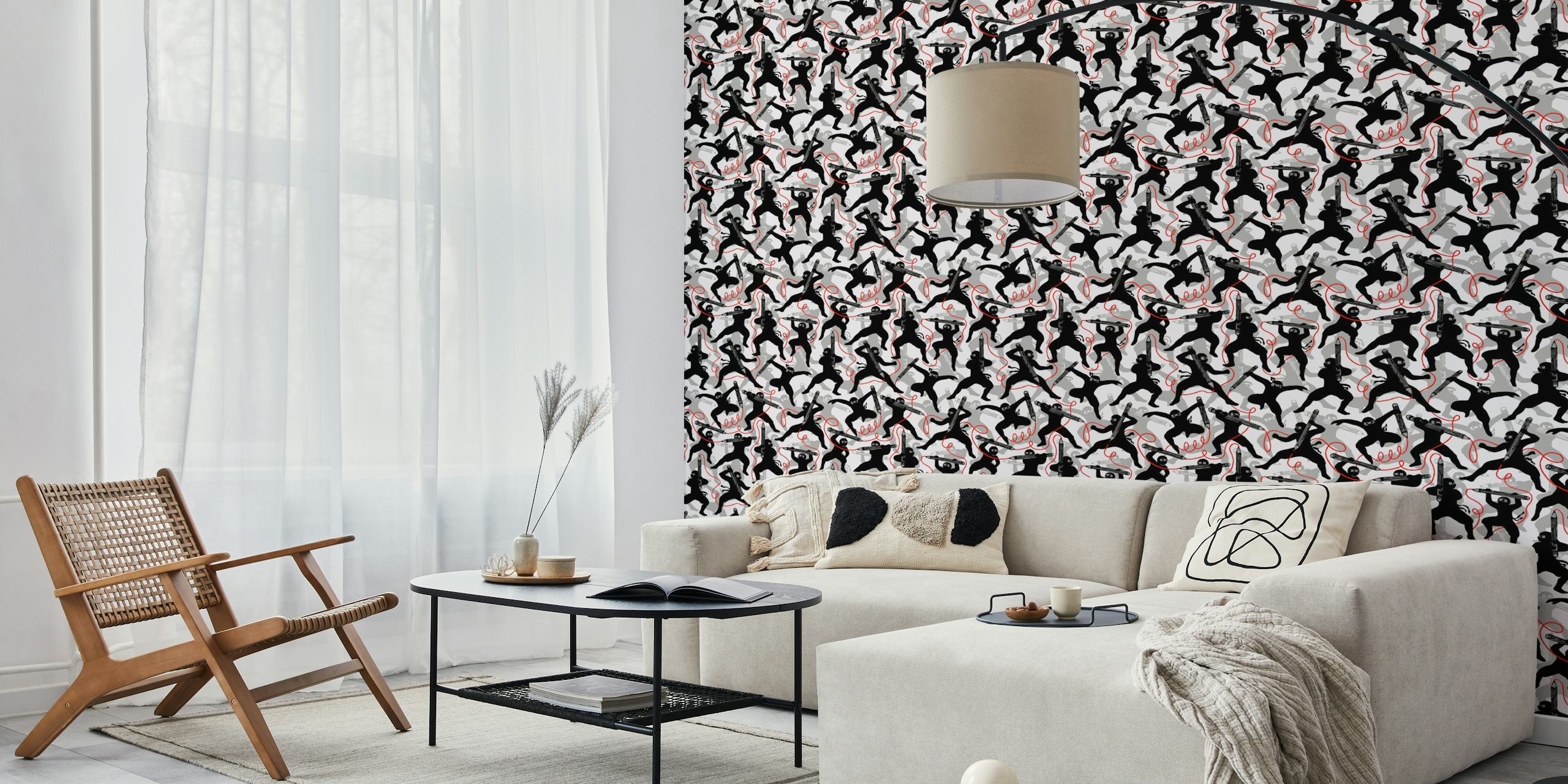 Ninja school wallpaper displayed in a room