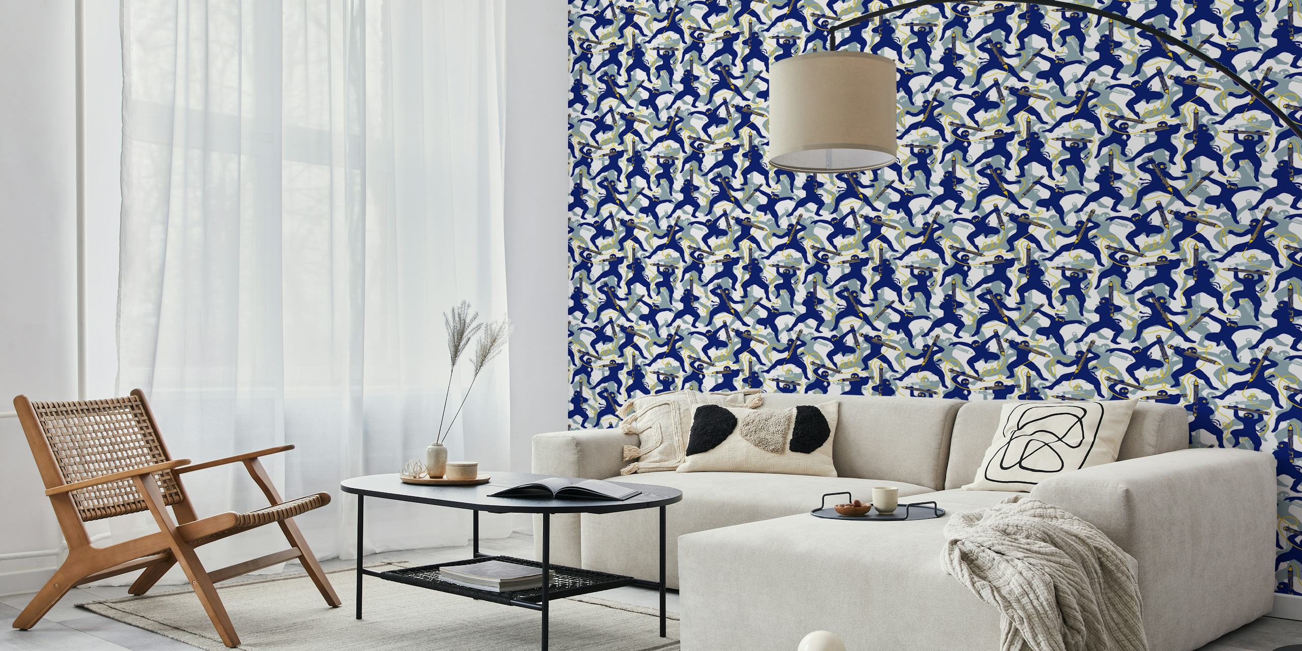 Blue ninjas tapetdesign i et rum