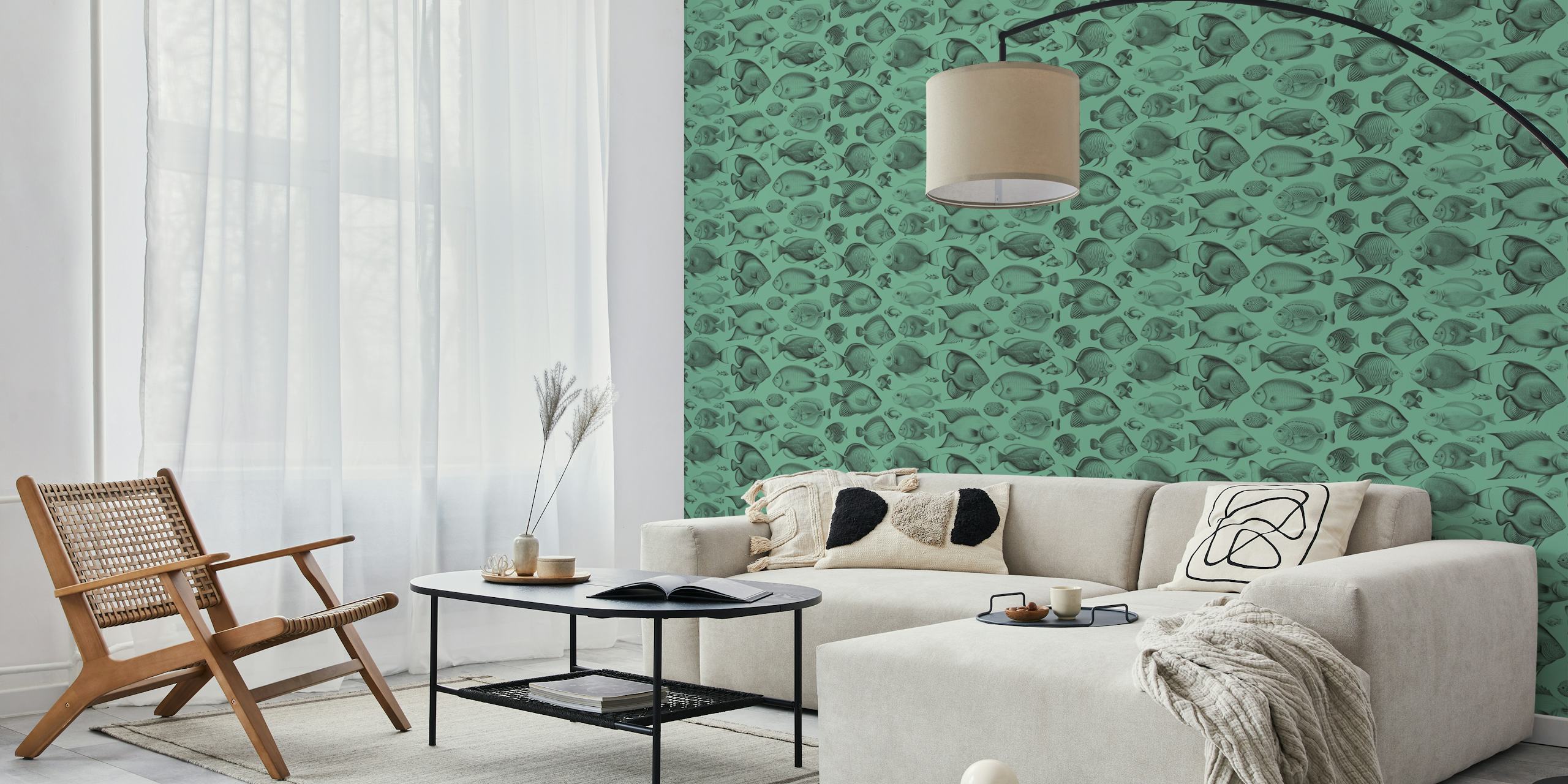 School of Uncanny Fish wallpaper in a room