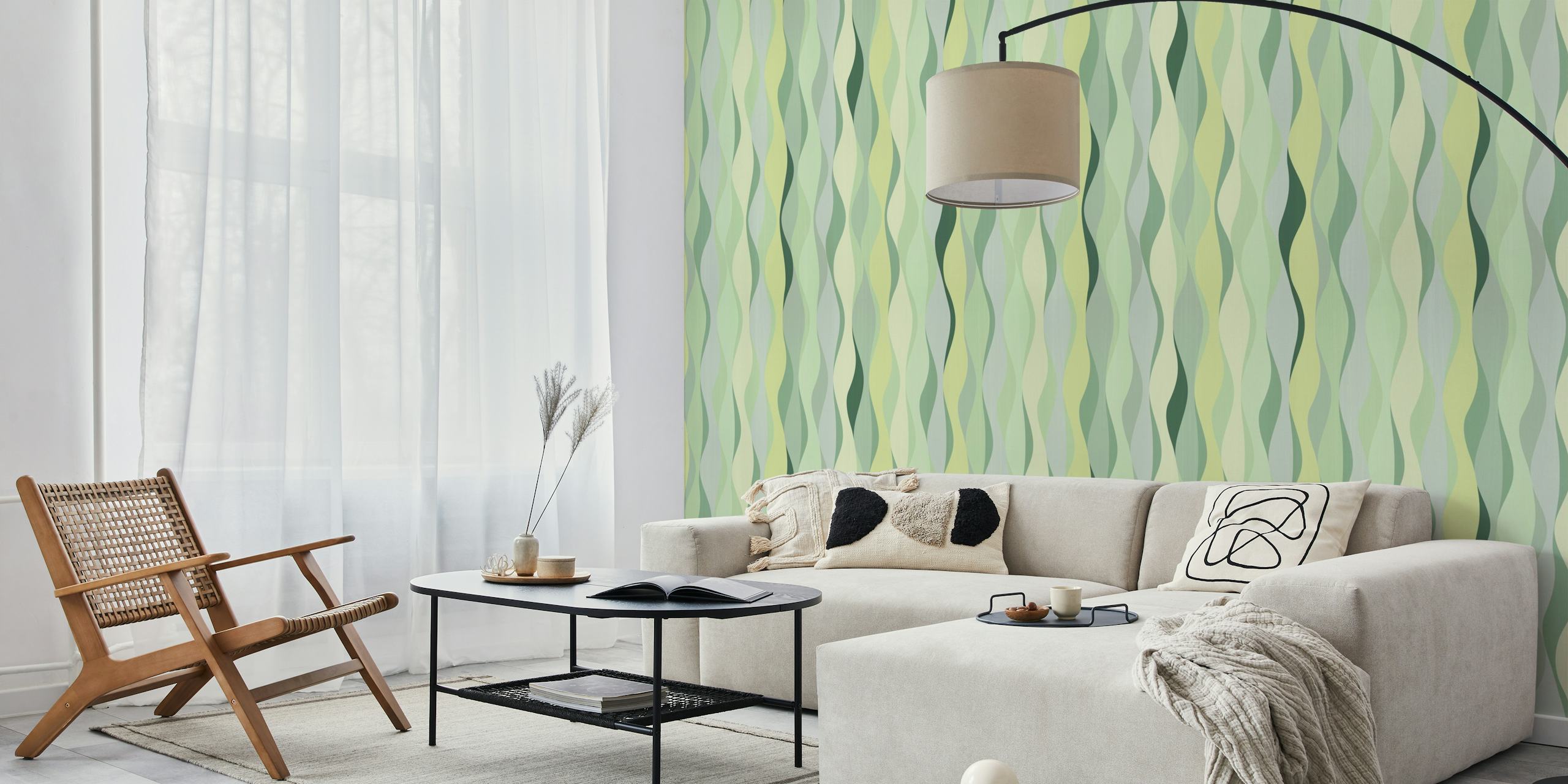 Green Wave behangontwerp in een kamer