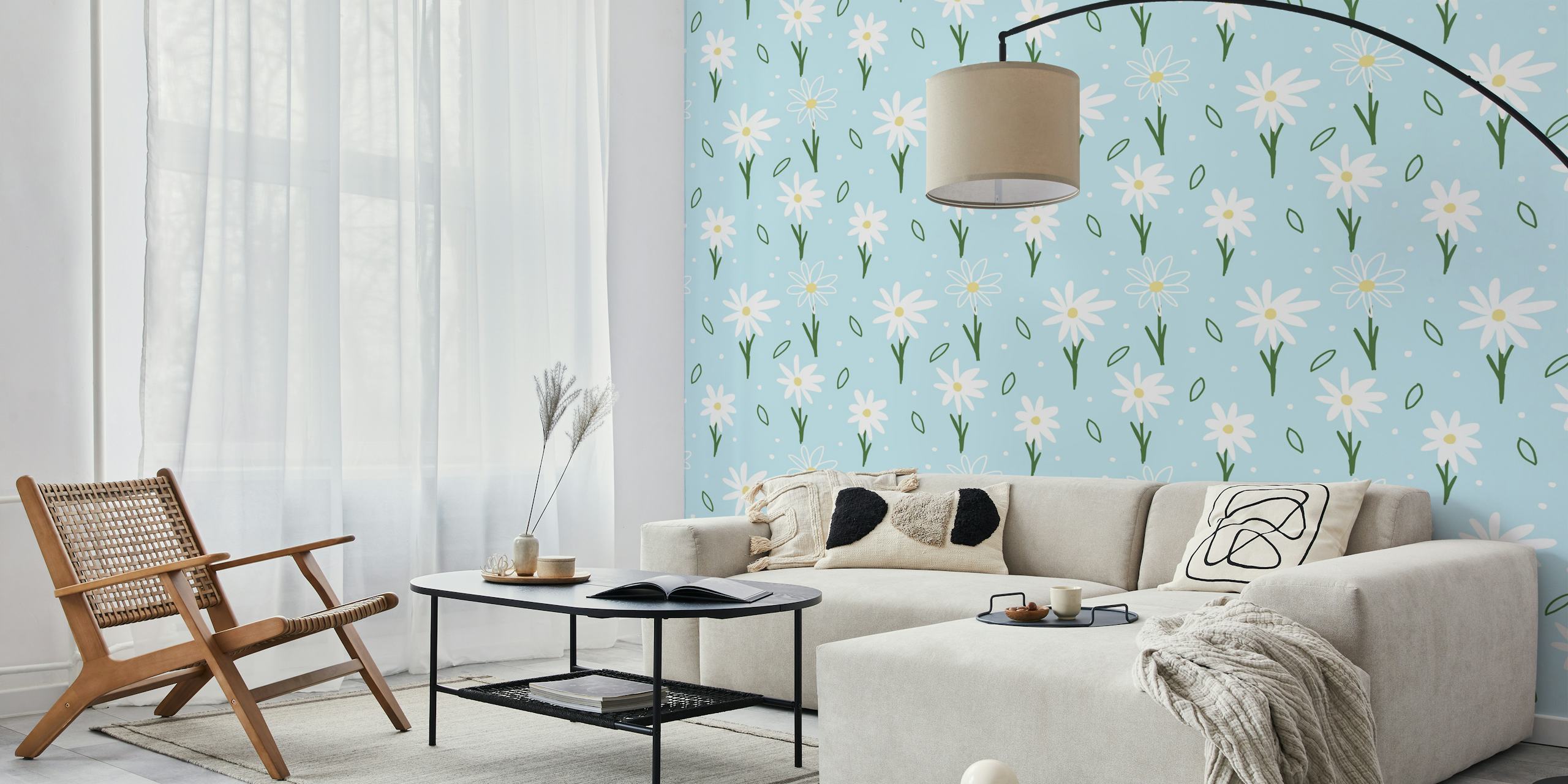 Diseño de papel tapiz Daisychain en una habitación