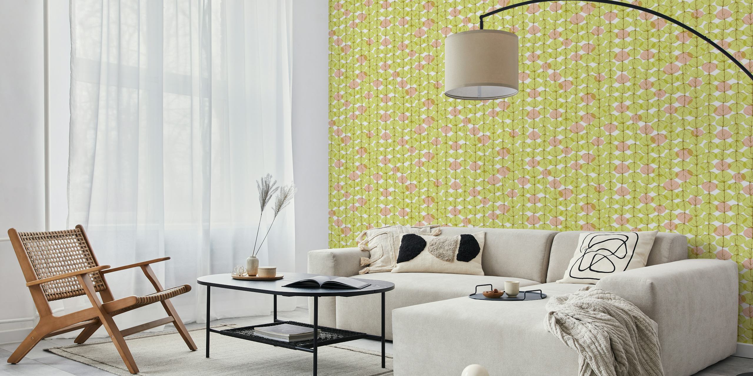Cottonwood leaves wallpaper in a room