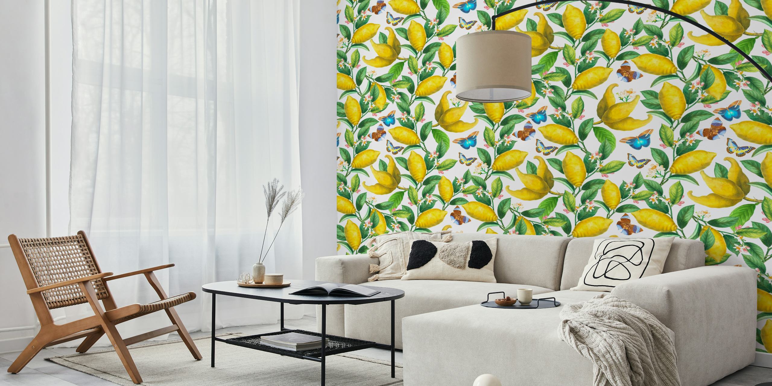 Vintage Exotic Lemon Summer wallpaper in a room