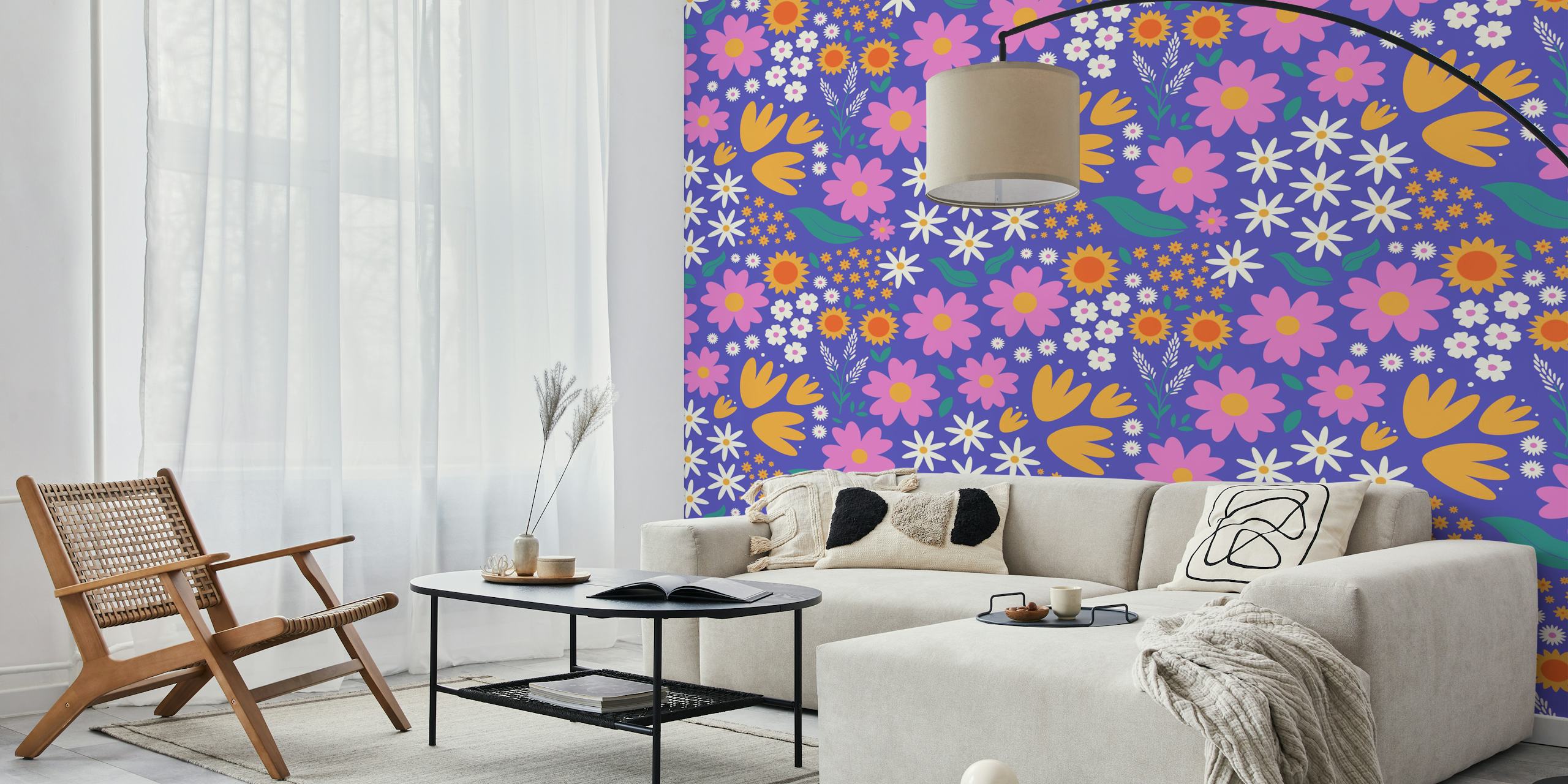Wildflower Spring Fest Pattern papel de parede em um quarto