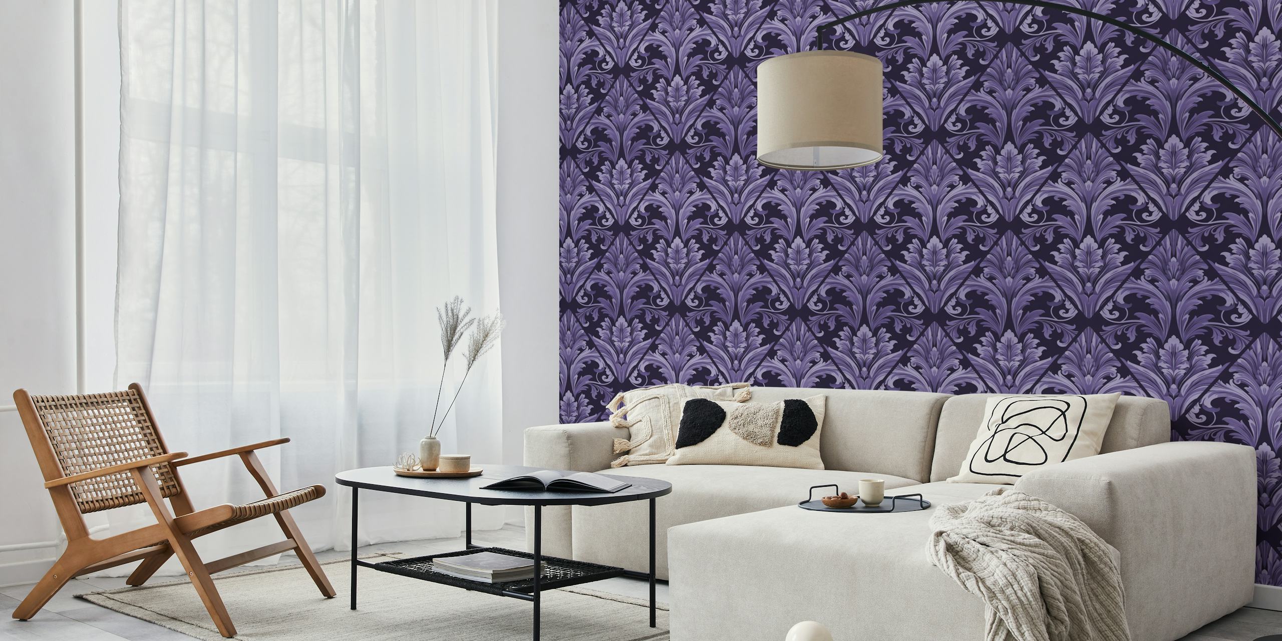Victorian Elegance Regency Swirls Purple papel de parede