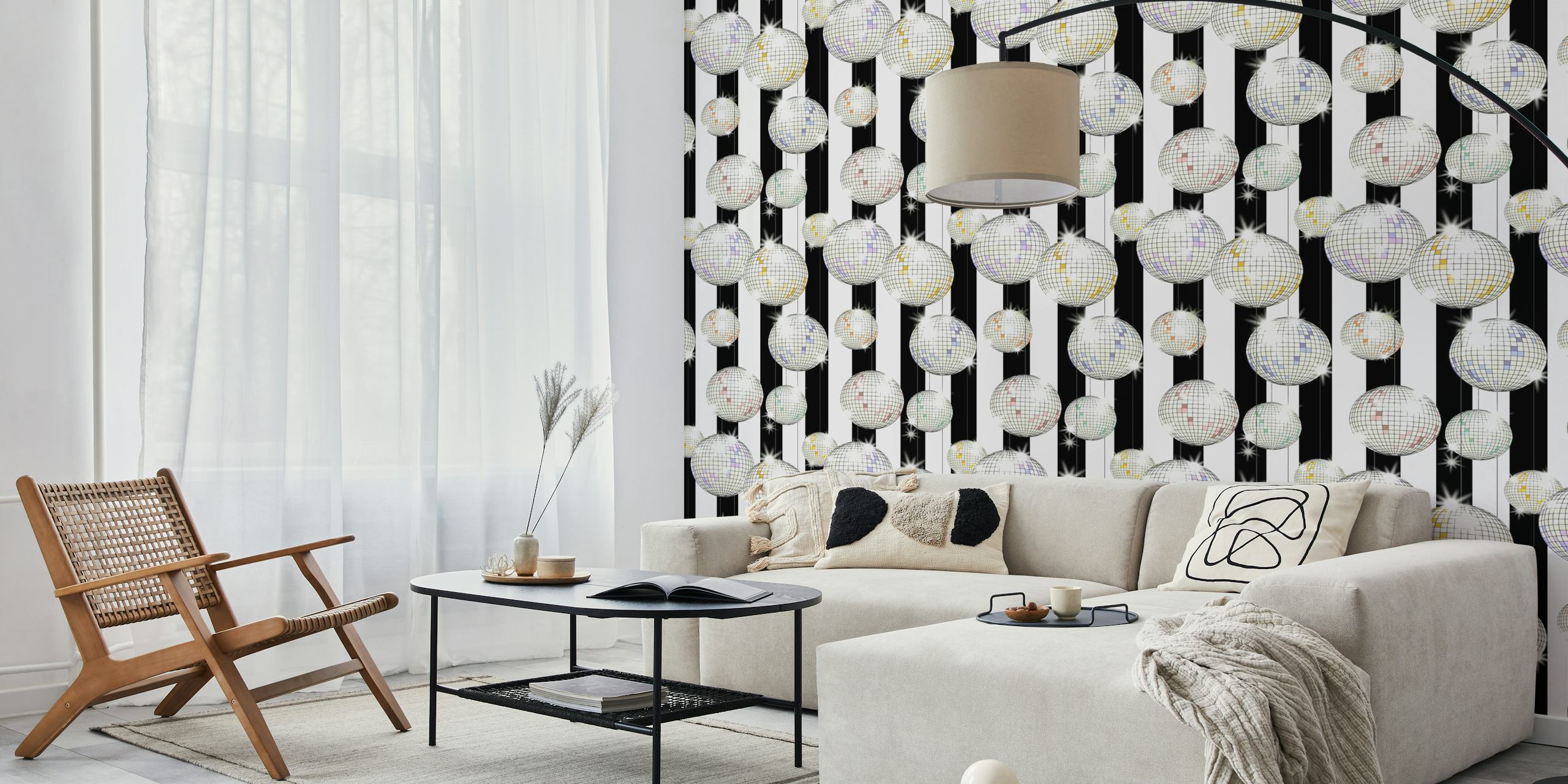 Striped Party Disco Ball wallpaper in a room