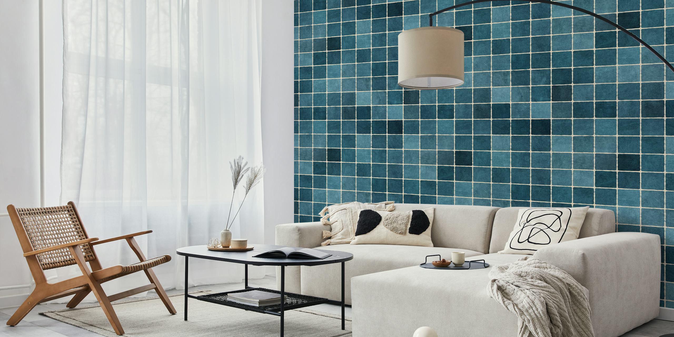 Design De Papel De Parede Mosaic Em Um Quarto