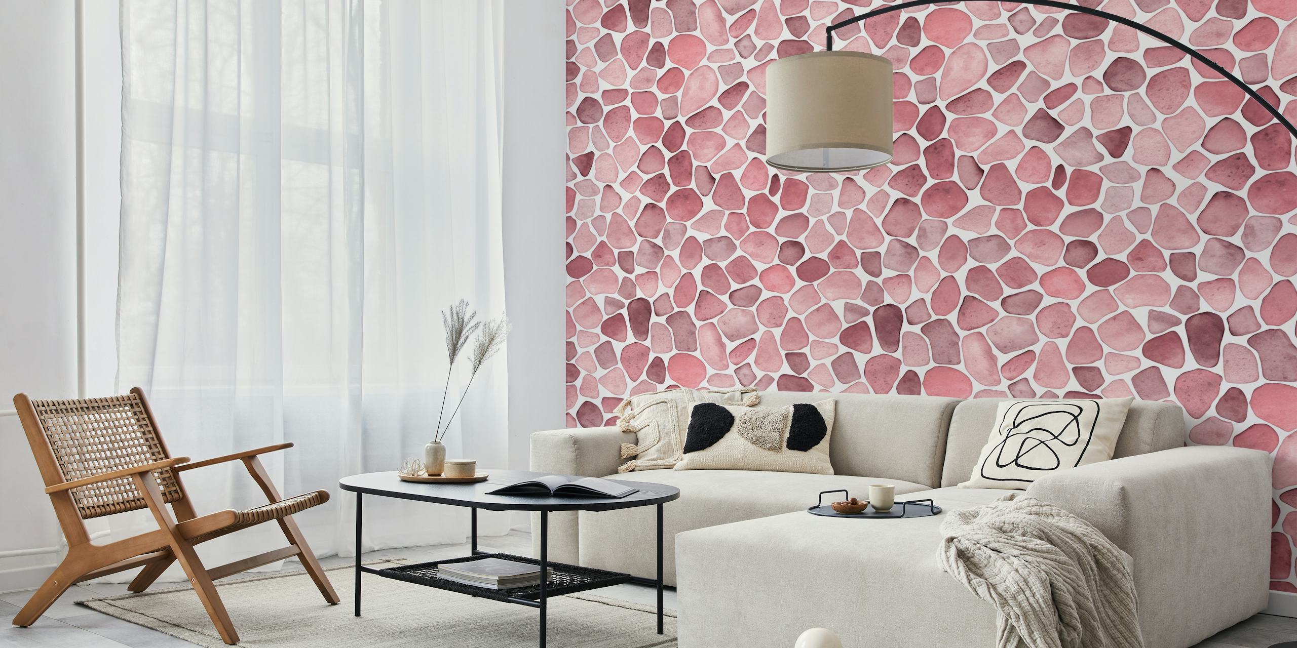 Ocean Vibe Seaglass Watercolor Wallpaper in een kamer