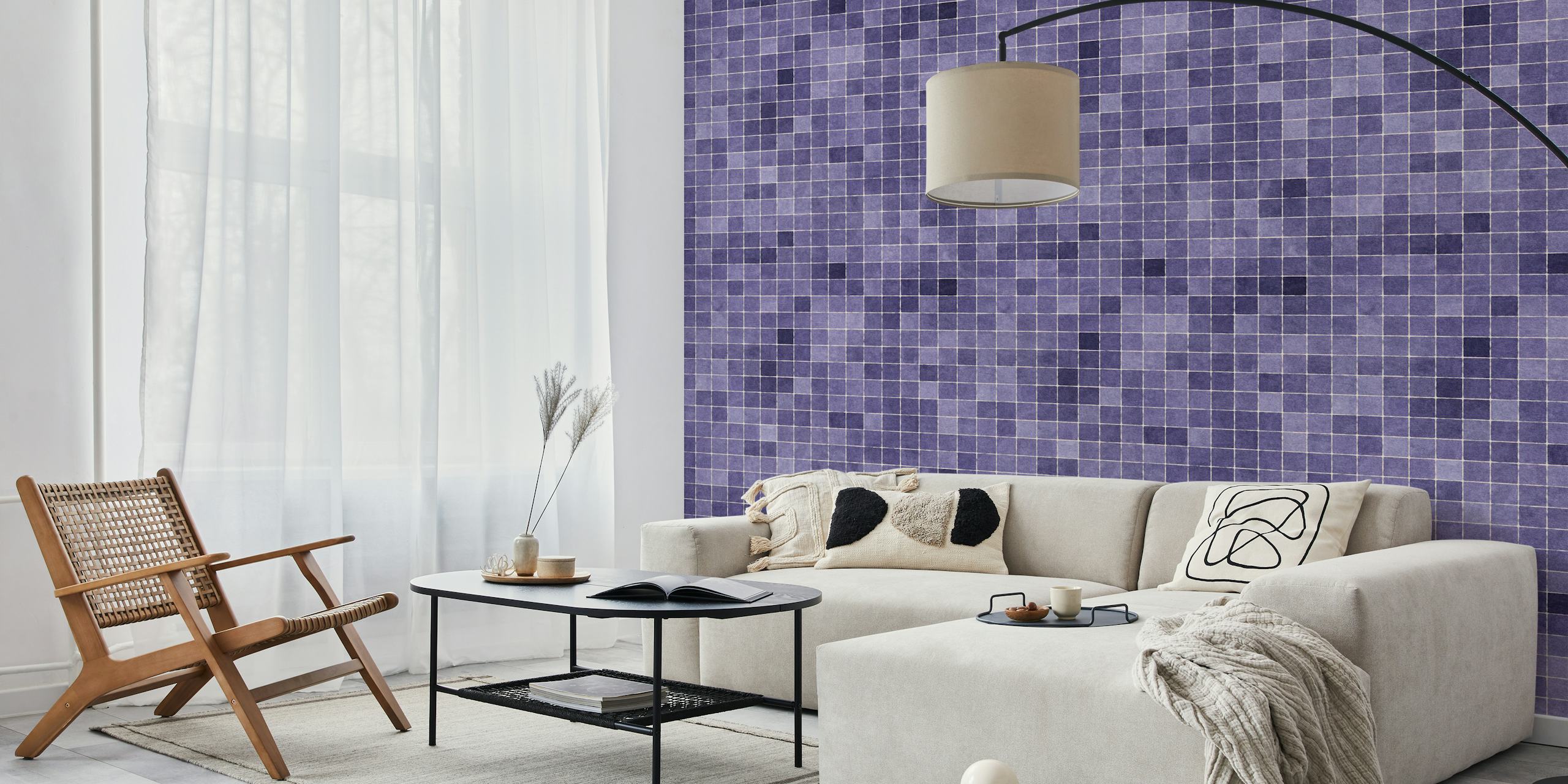 Mosaic Lavender wallpaper in a room setting