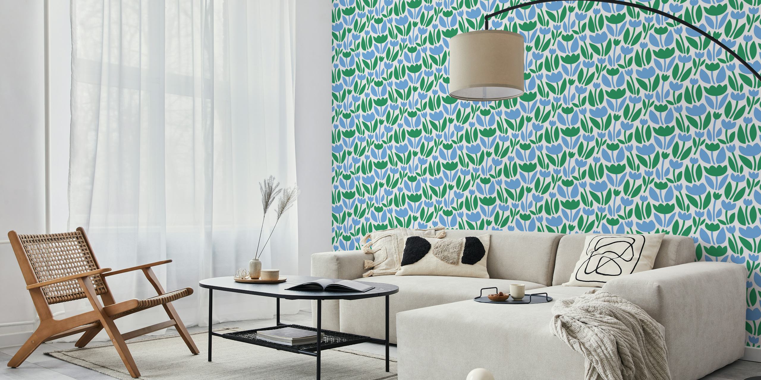 Dancing Tulips wallpaper in a room