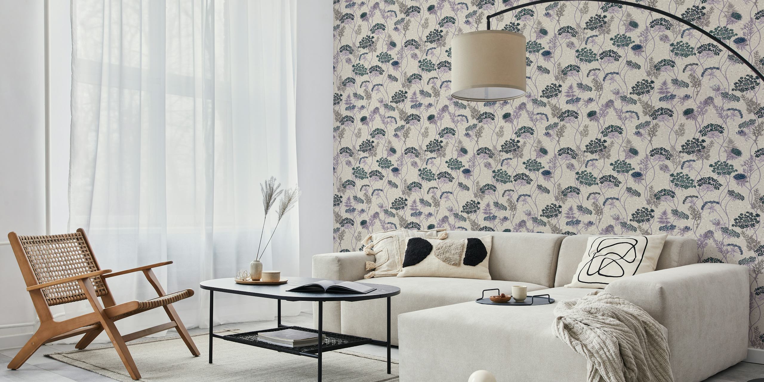 Tapeta Floral Wildflower Meadow w pokoju