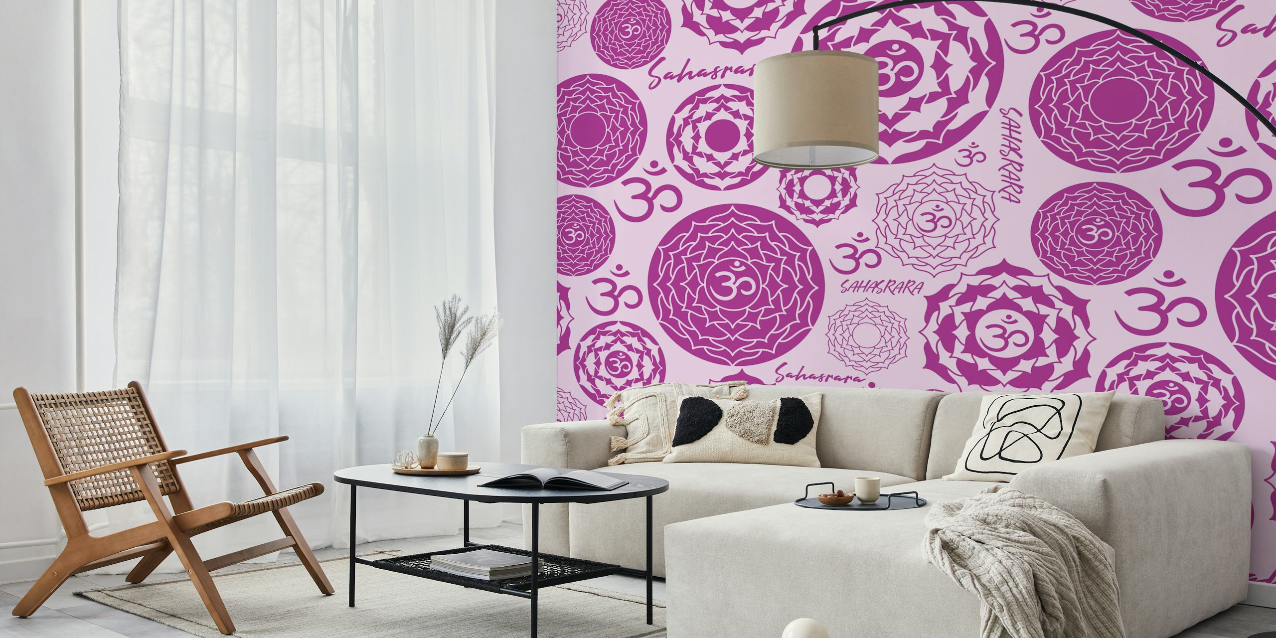 Sahasrara chakra pattern wallpaper in purple and pink colors