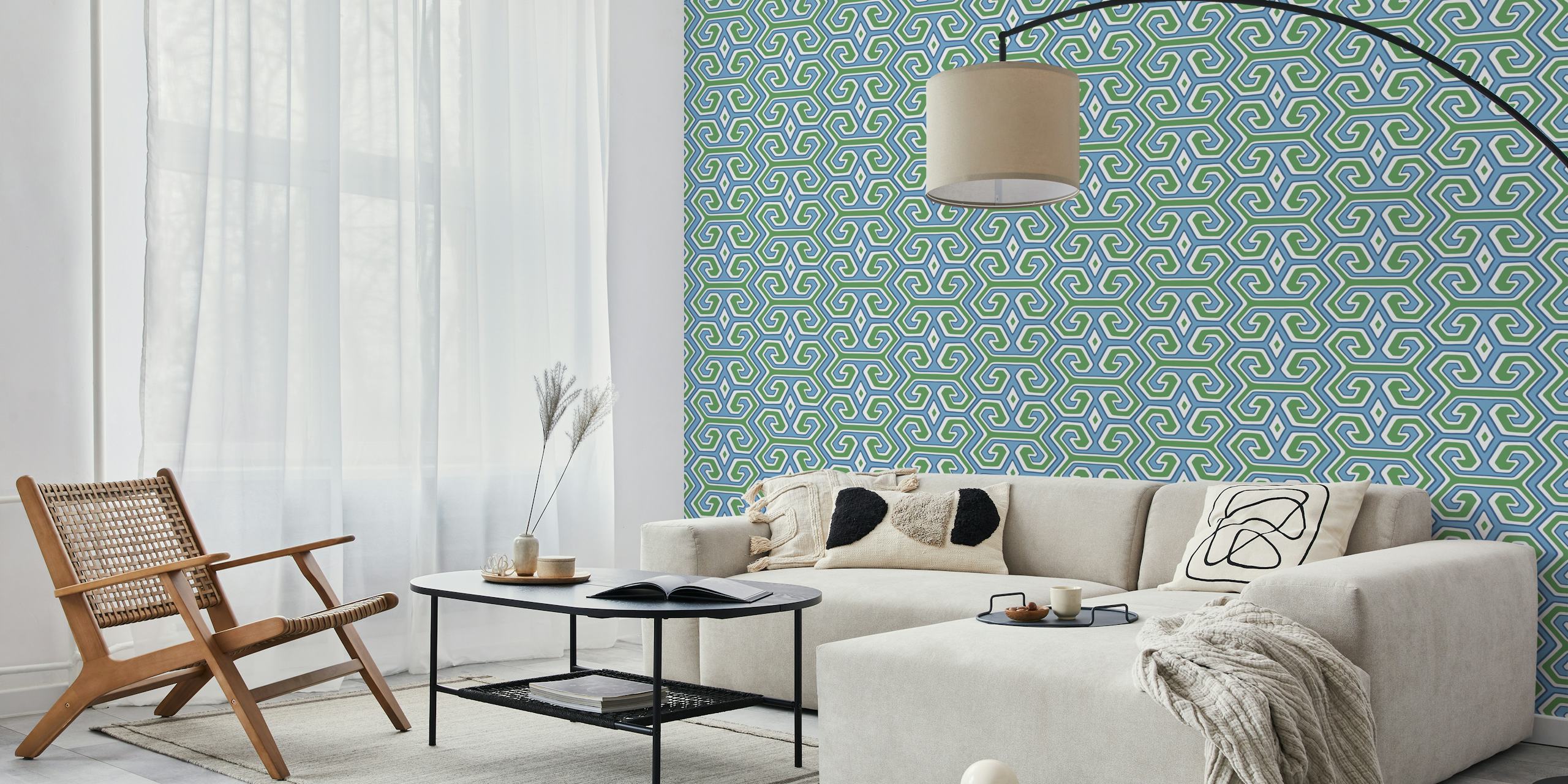 Tribal geometric blauwe en groene ontwerp