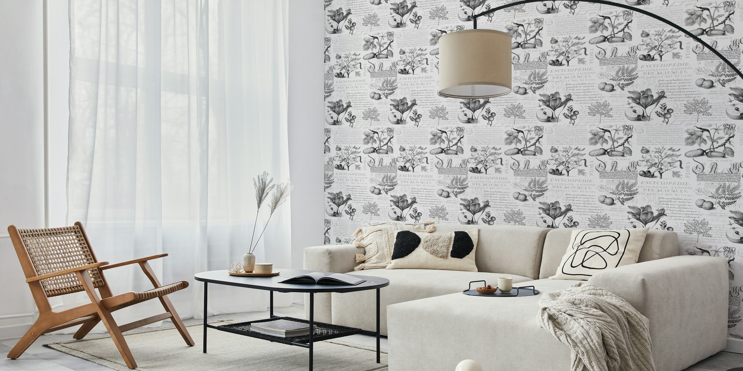 Botanical wallpaper design s podrobnými ilustracemi