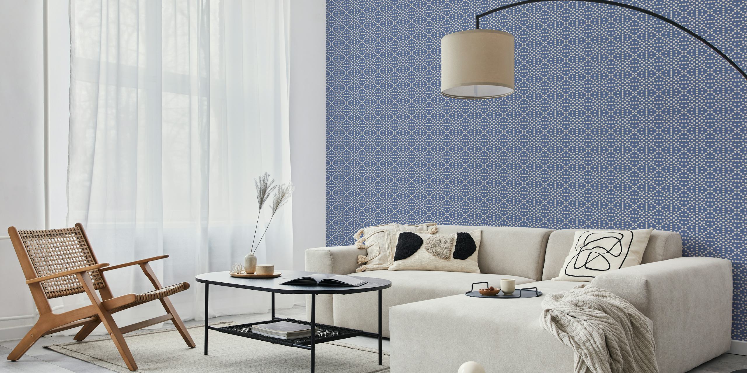 Blue and white dotted pattern wallpaper, nautical style