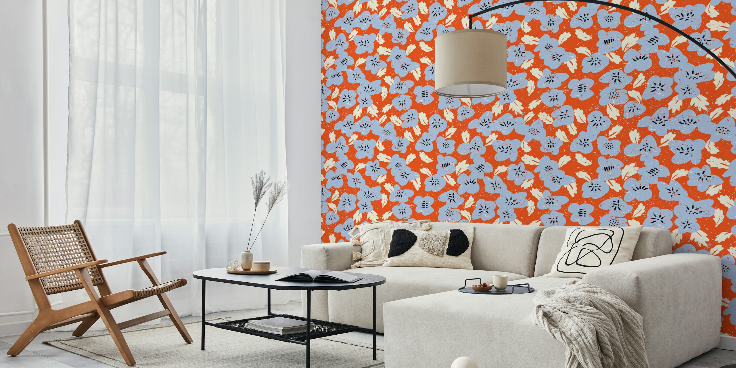 Bold flowers in my garden on happy red in einem Zimmer
