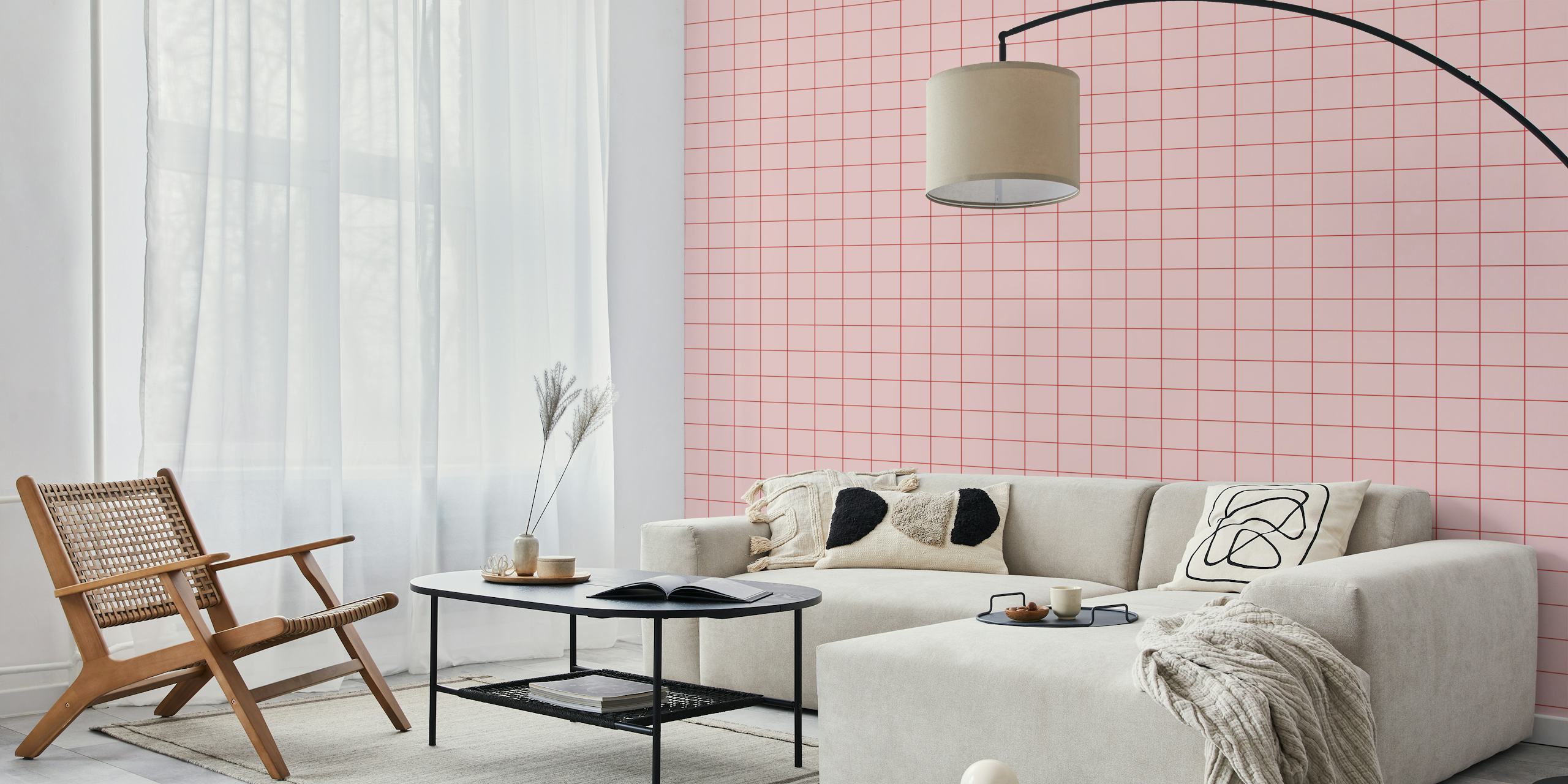 Grid Red Rose wallpaper design in a room
