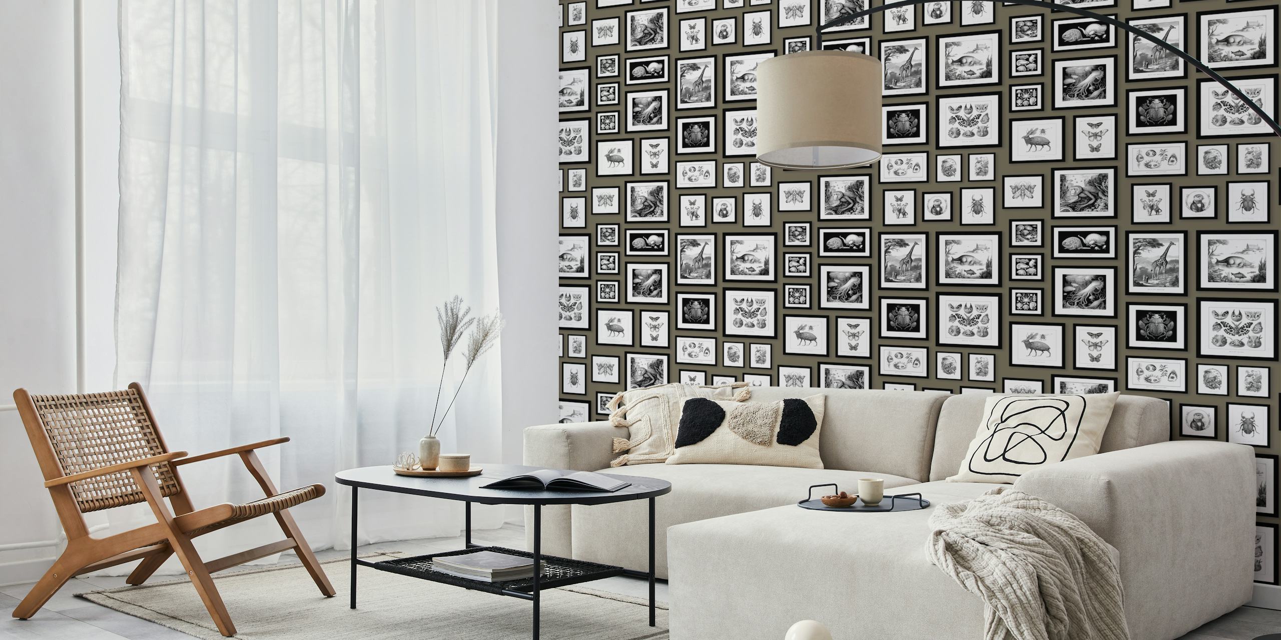 Mushroom brown wallpaper with fantastic creatures
