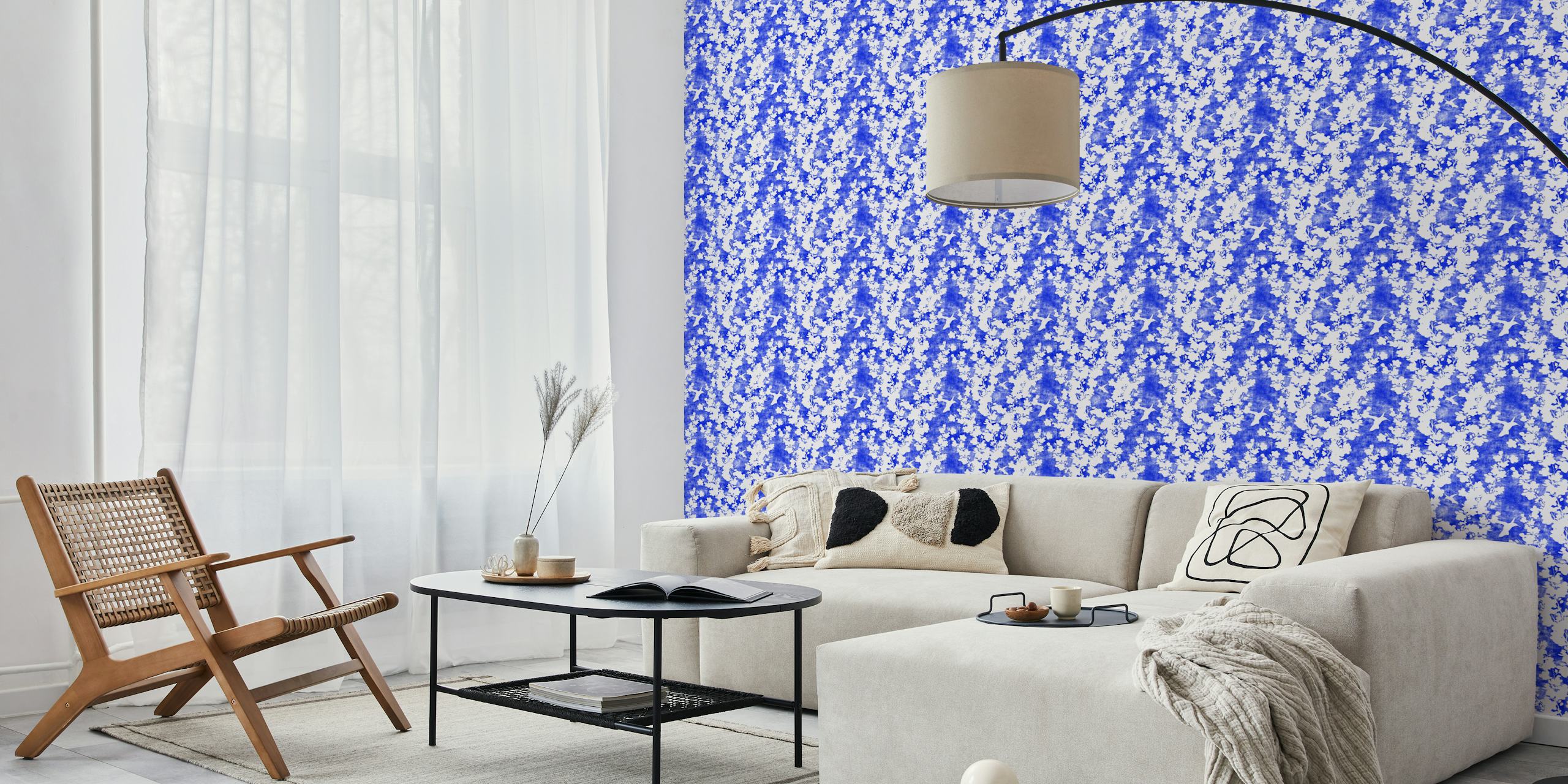 Design tapety Cherry blossom silhouettes na modré