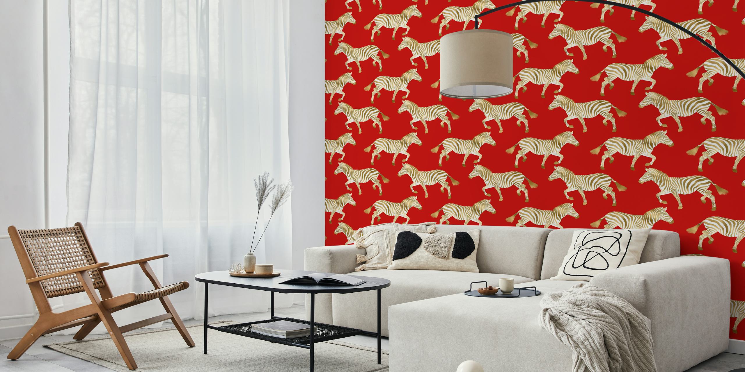 Esposizione di Zebra wallpaper in una stanza