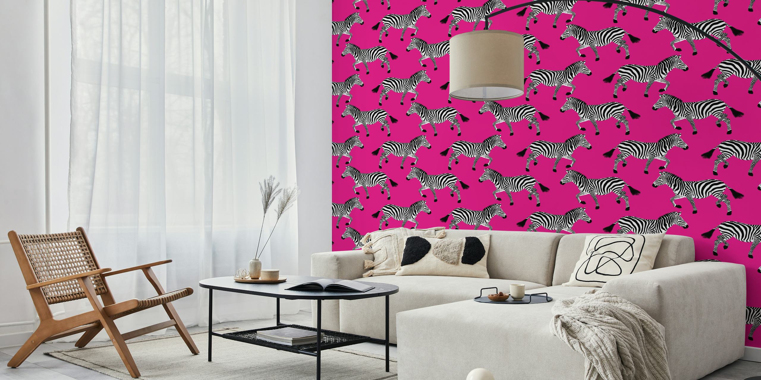 Dizajn Zebra wallpaper na ružičastoj pozadini