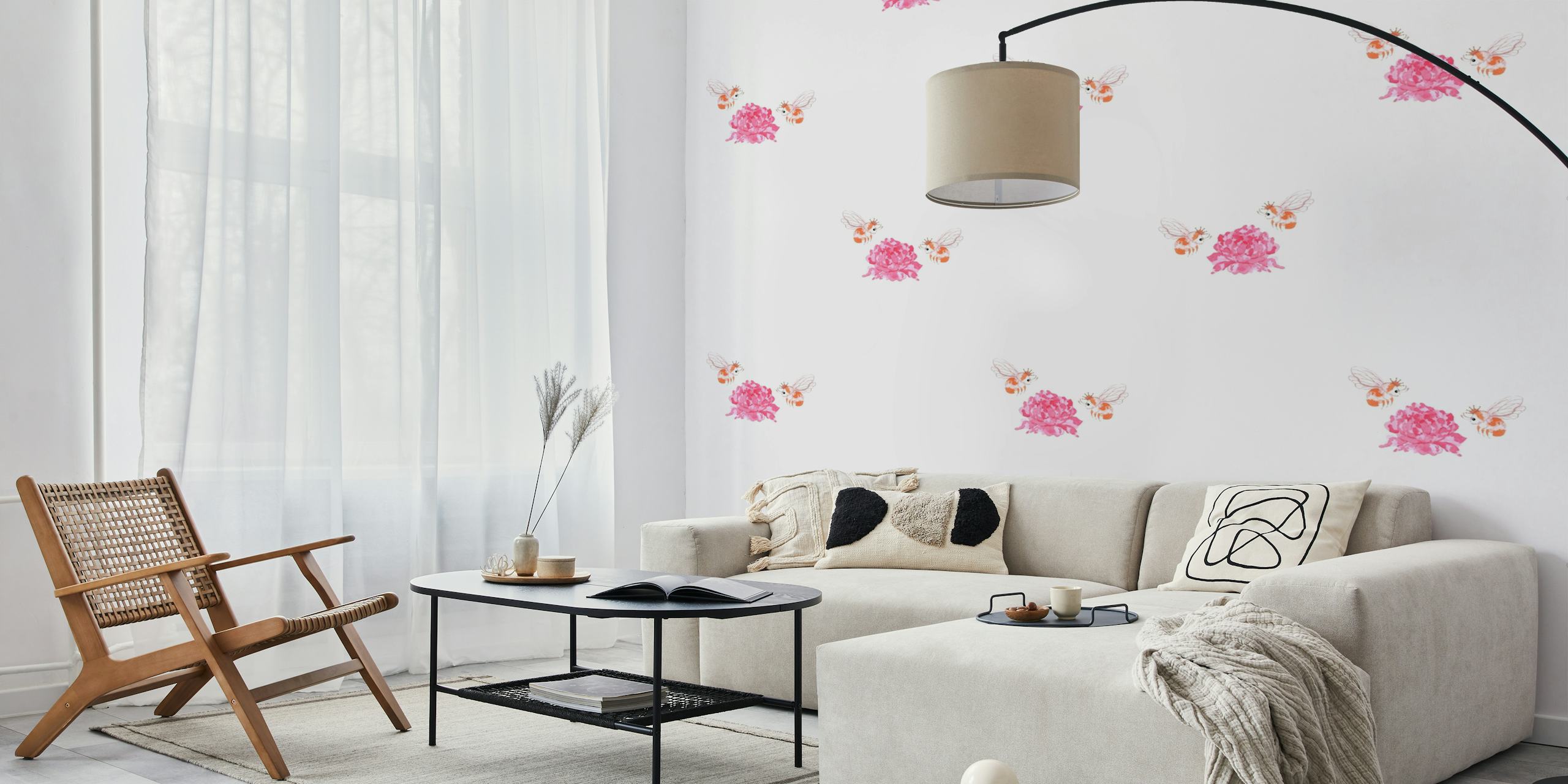 Design De Papier Peint Floral Avec Kuchika Rahasya - Flower And Bee Et Des Abeilles
