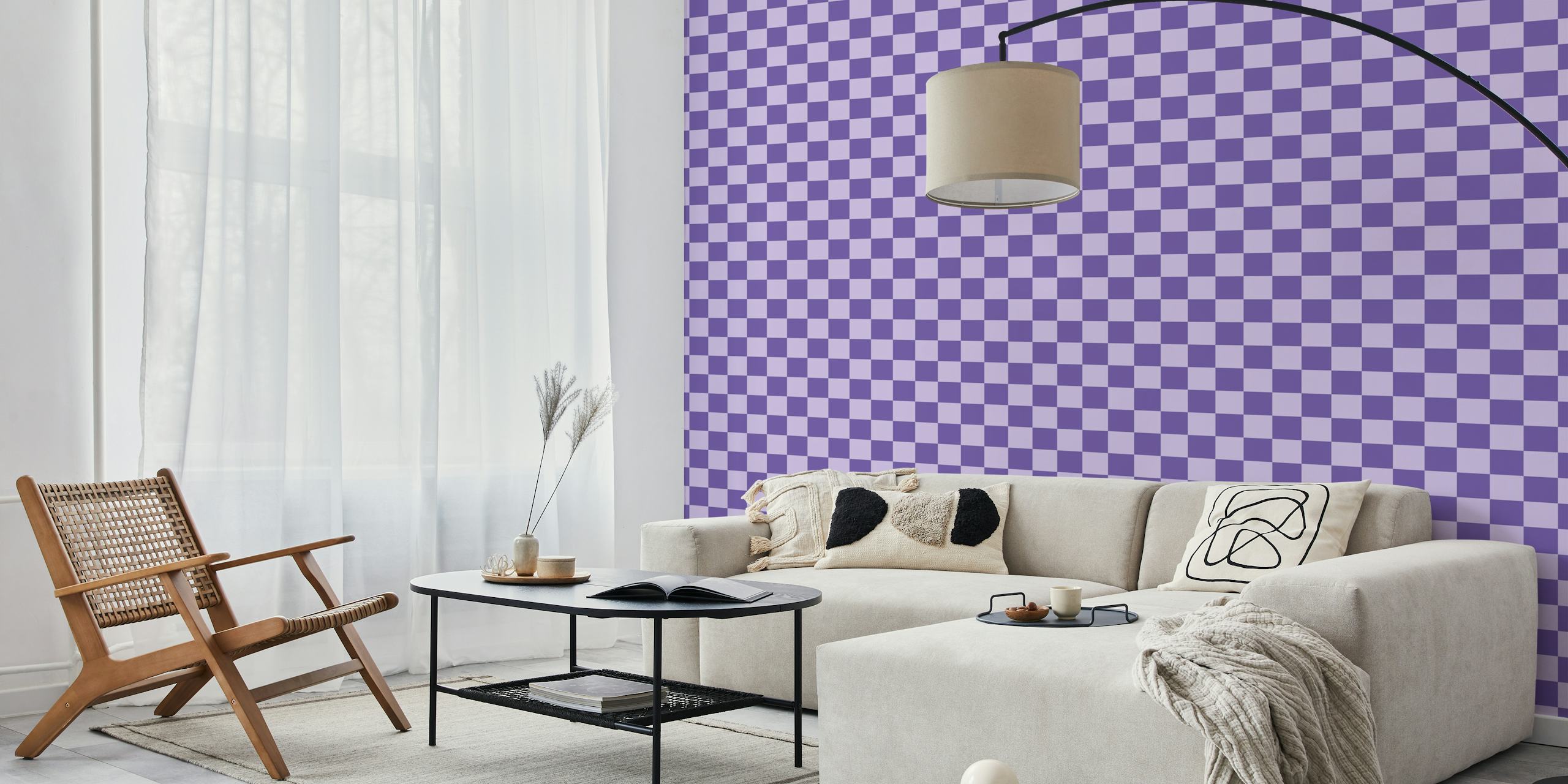 Two Colors Checkered Pattern wallpaper in a room