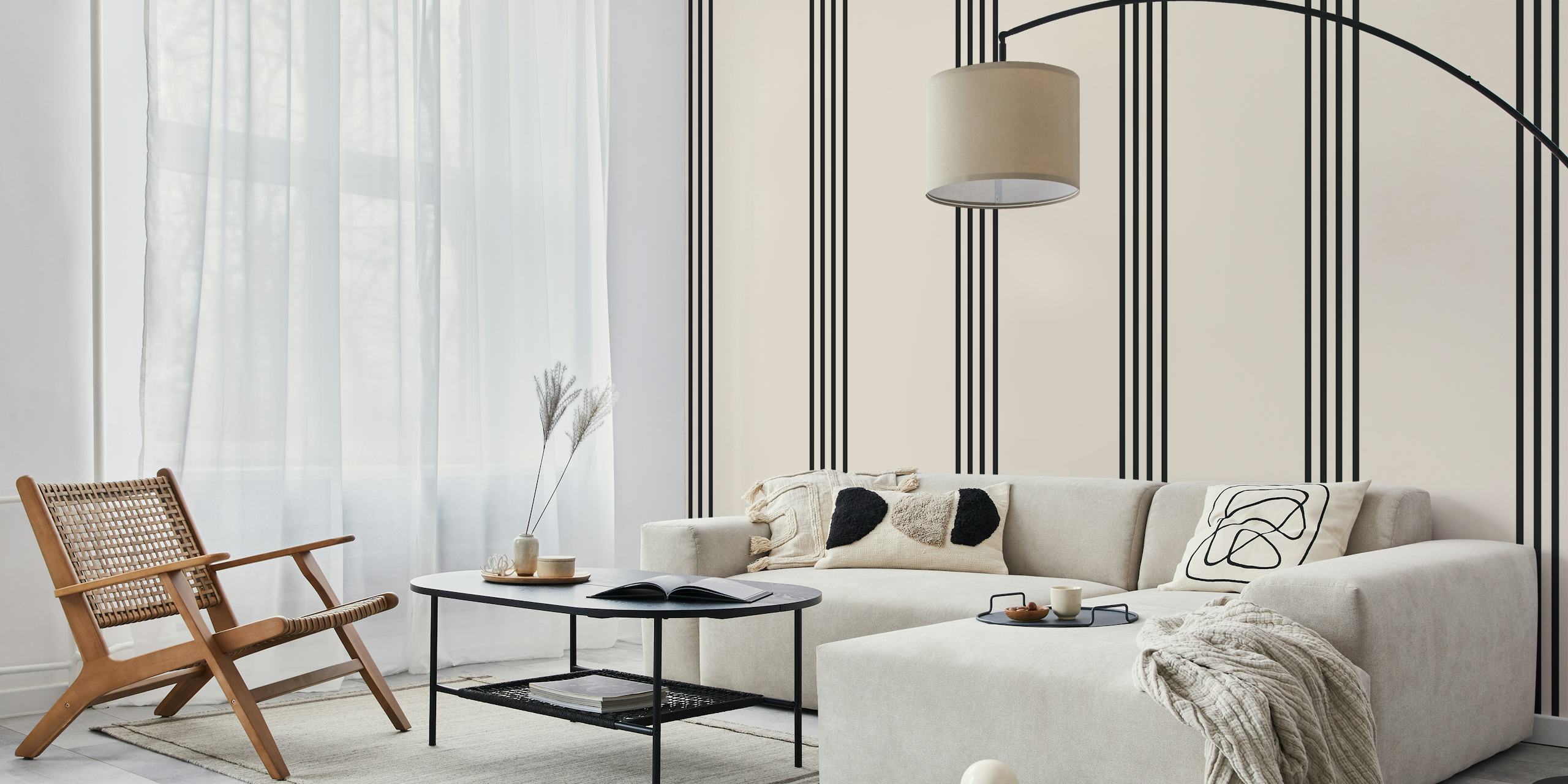 Minimalist Black Bands tapet i et rom
