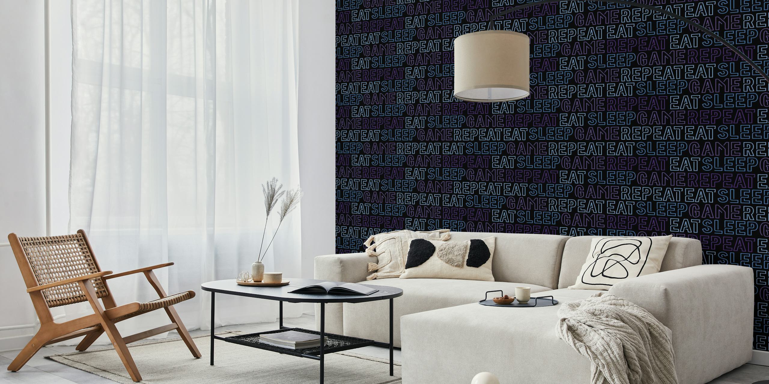 Eat Sleep Game Repeat wallpaper in a room