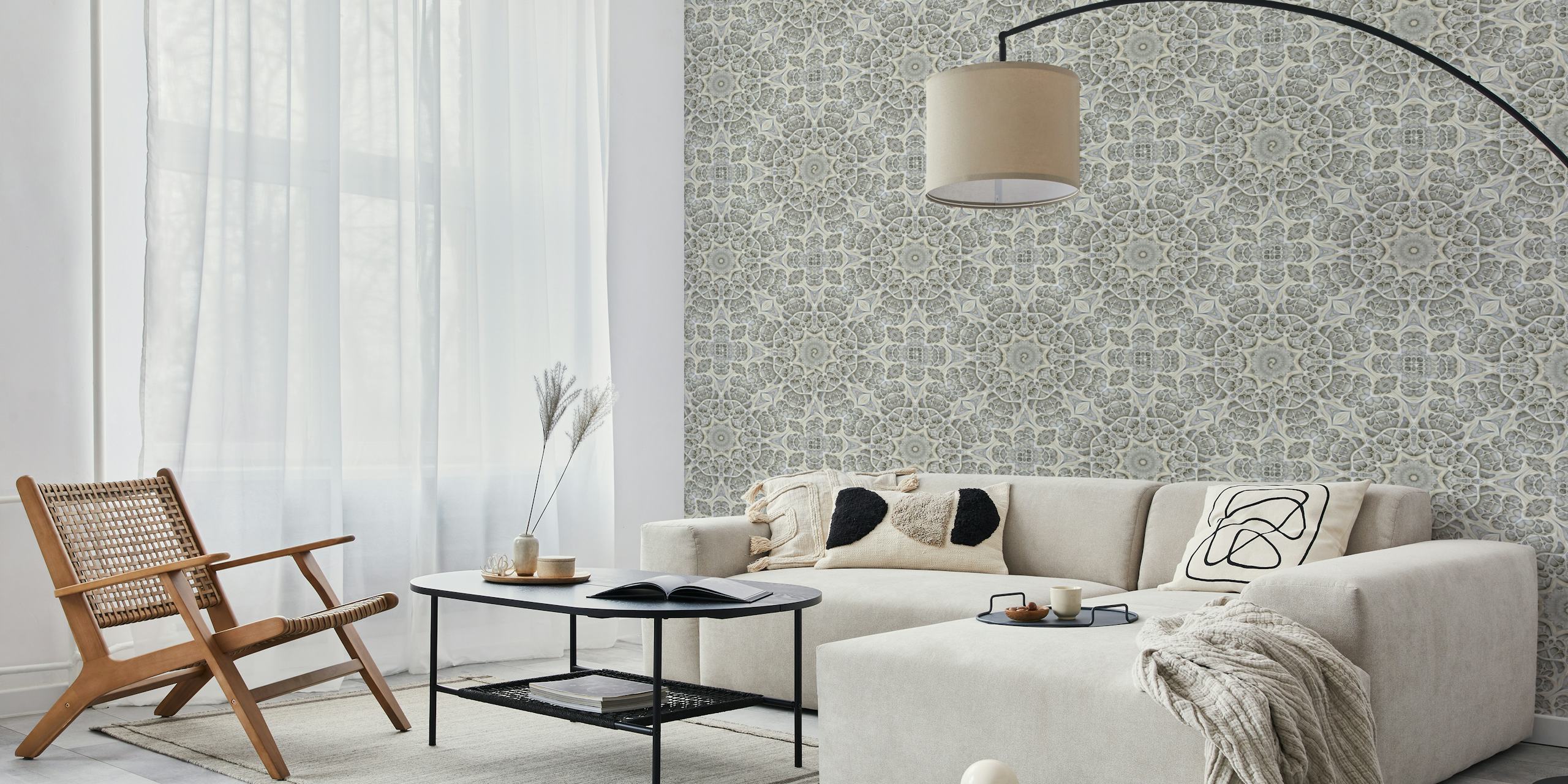 Papel de parede Vintage Stone Carving em um quarto