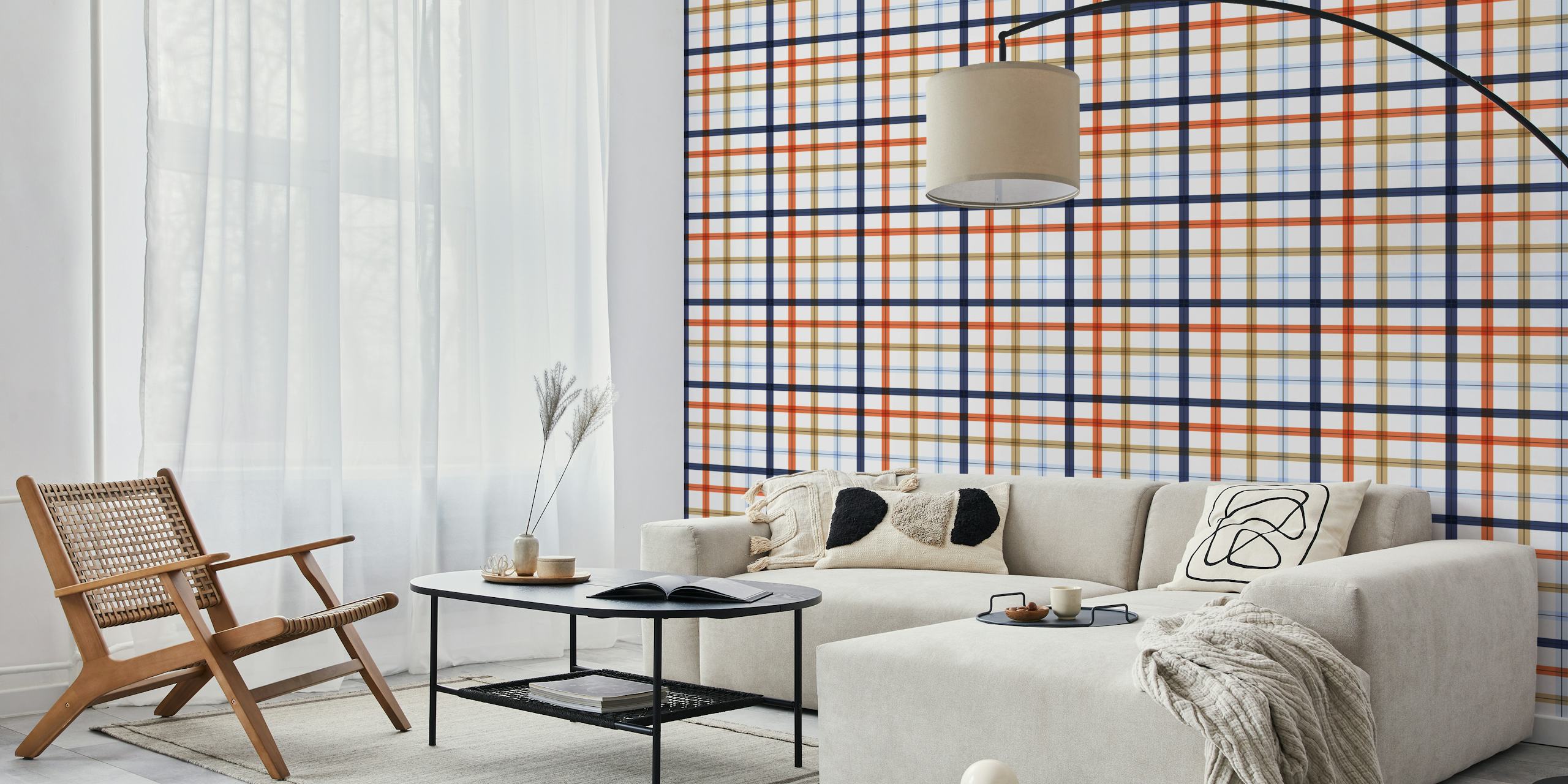 Gingham Autumnal Pattern wallpaper in a room
