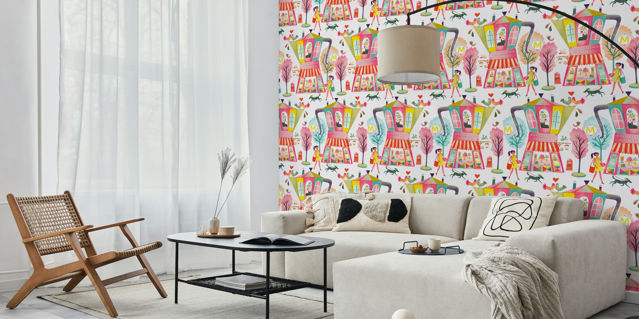 Espresso pink Paris tapet i en stilfuld indstilling