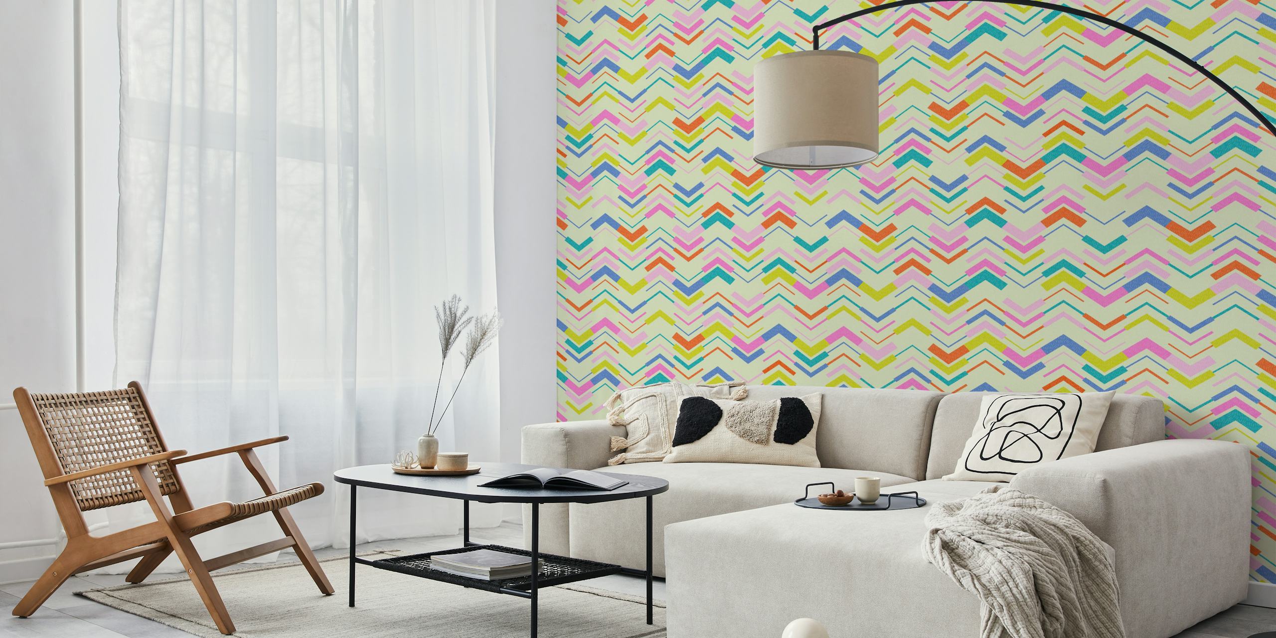 Tapeta Colorful kitschy chevron stripe u sobi