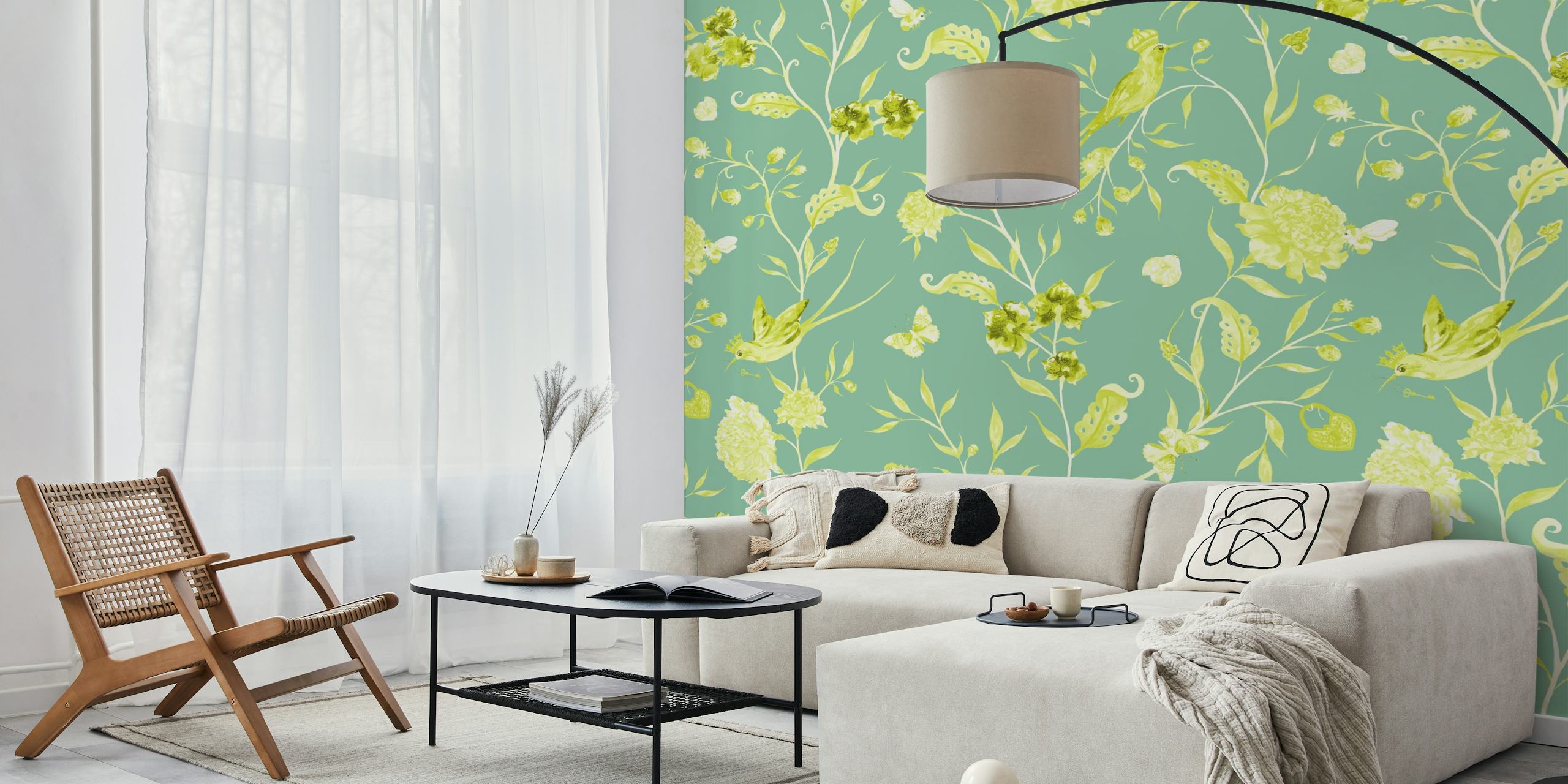 Blumen- und Vogel-Wanddesign
