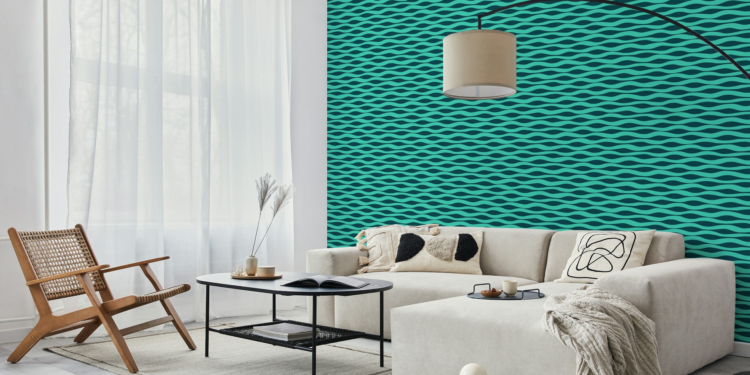 Ταπετσαρία Ripples Abstract Stripes σε ένα δωμάτιο